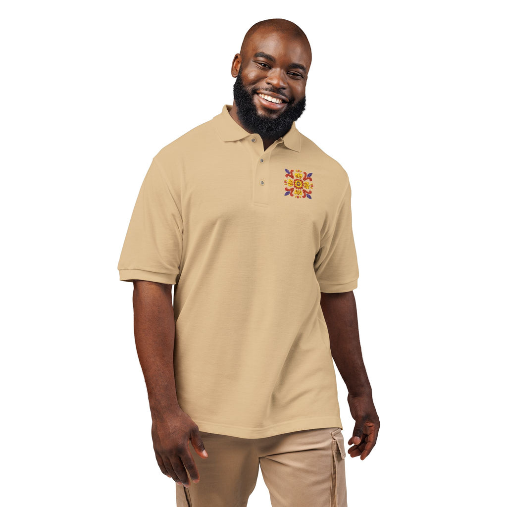 Embroidered Colorful Floral Crest Polo