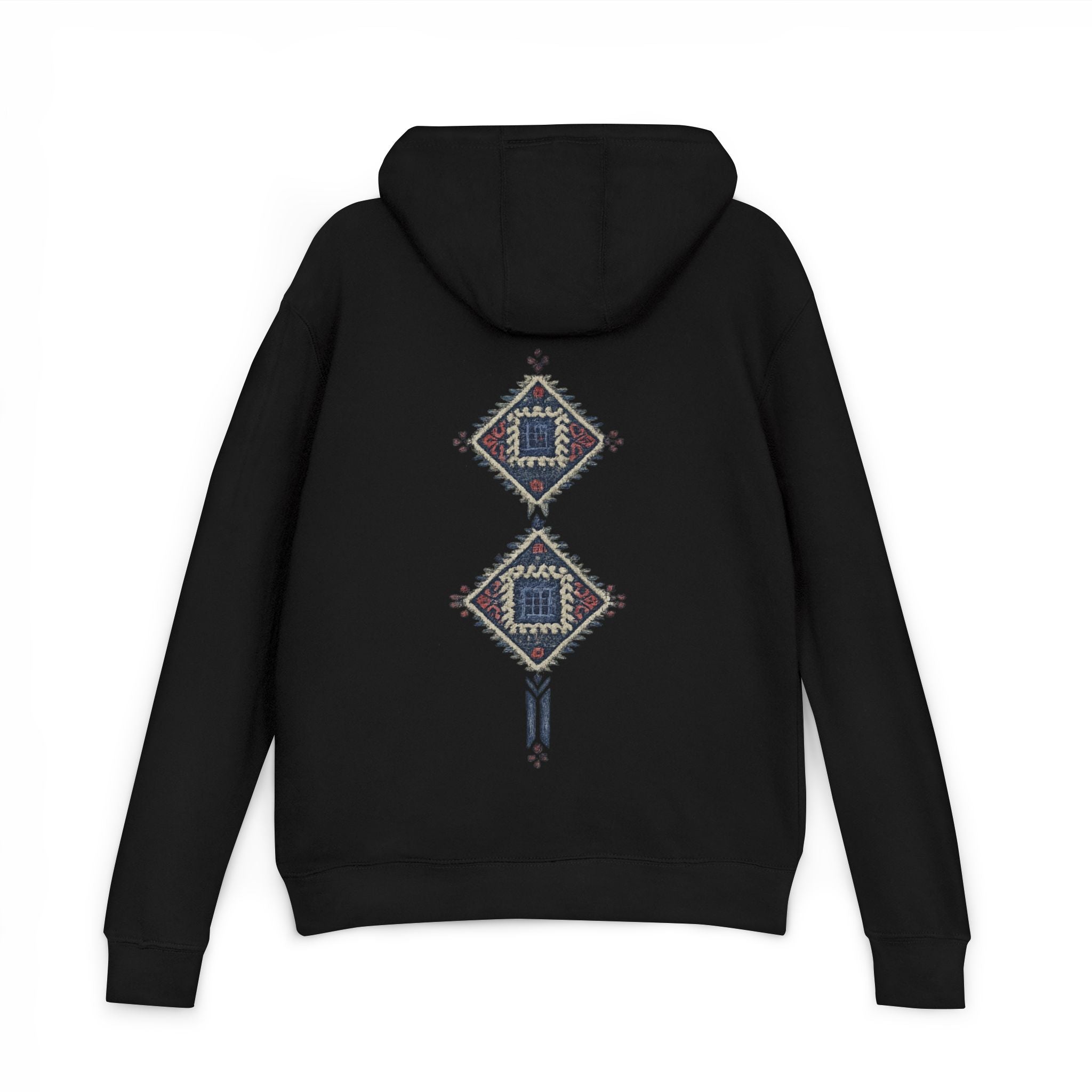 Boho Geometric Hoodie — Native-Inspired Diamond Pattern Sweatshirt