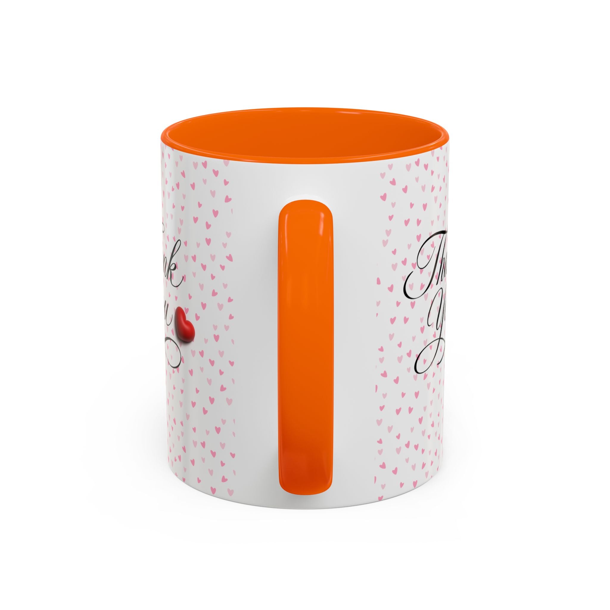 Thank You Heart Accent Mug — Romantic Pink Heart Coffee Cup (11/15oz)