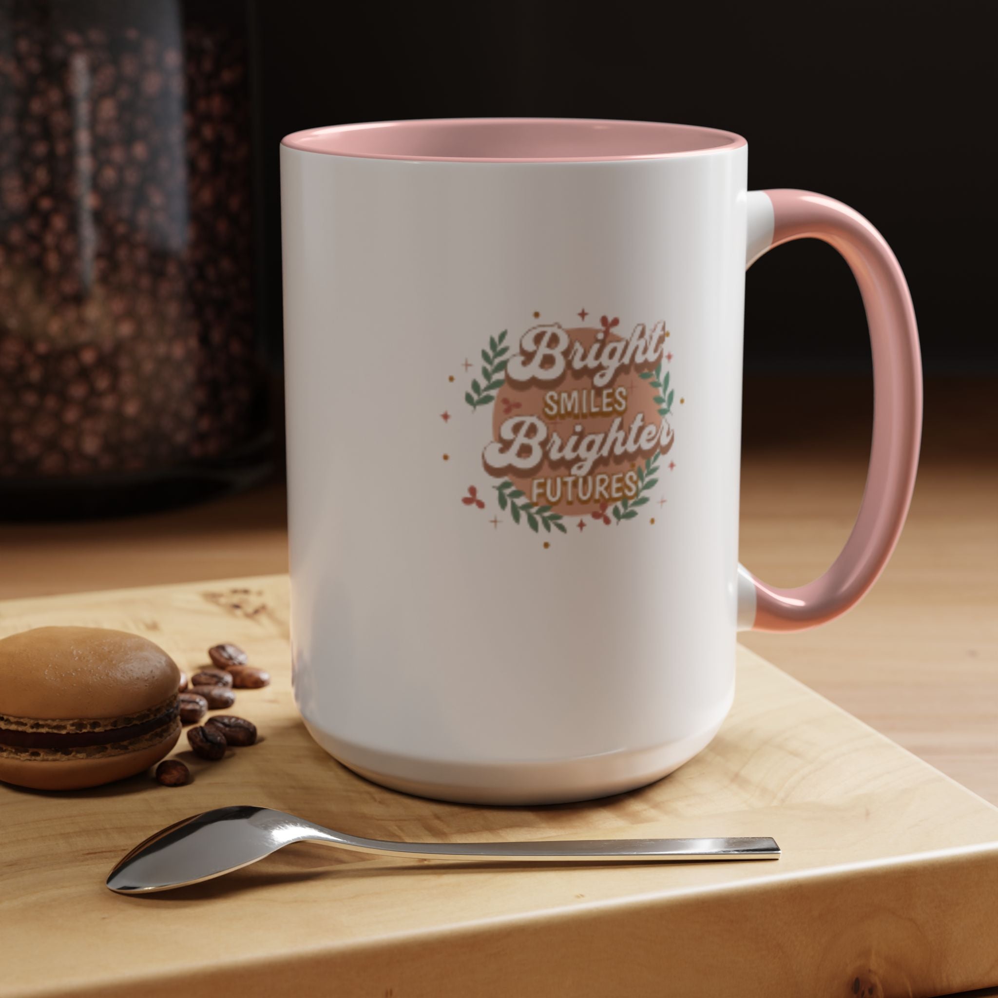 Accent Coffee Mug — "Bright Smiles Brighter Futures" Floral Teacher Appreciation Mug (11/15 oz)