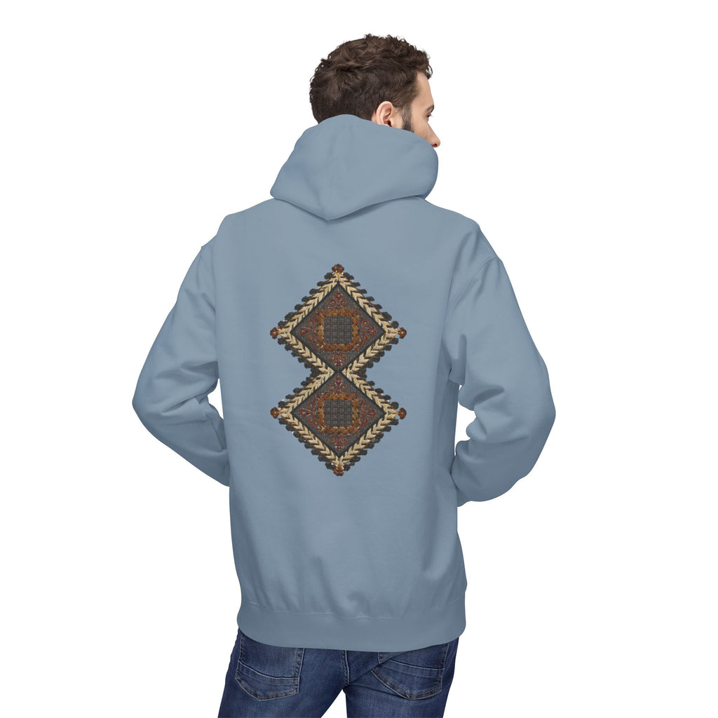 Tribal Diamond Pattern Hoodie — Rustic Geometric Aztec Pullover