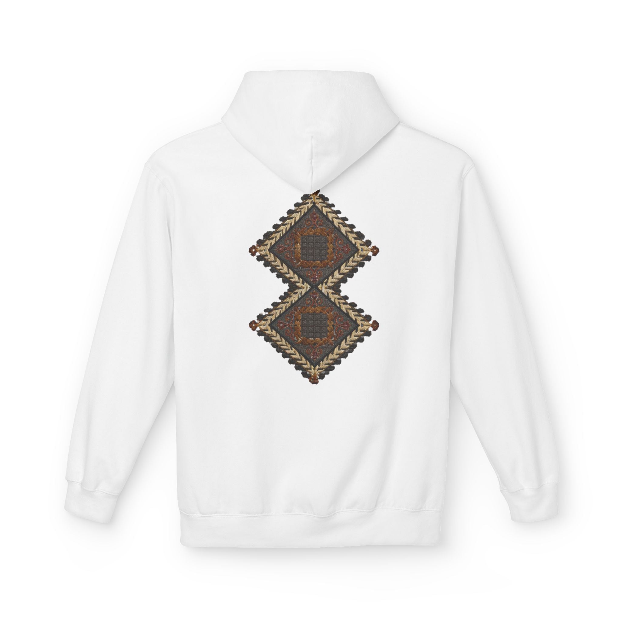 Tribal Diamond Pattern Hoodie — Rustic Geometric Aztec Pullover