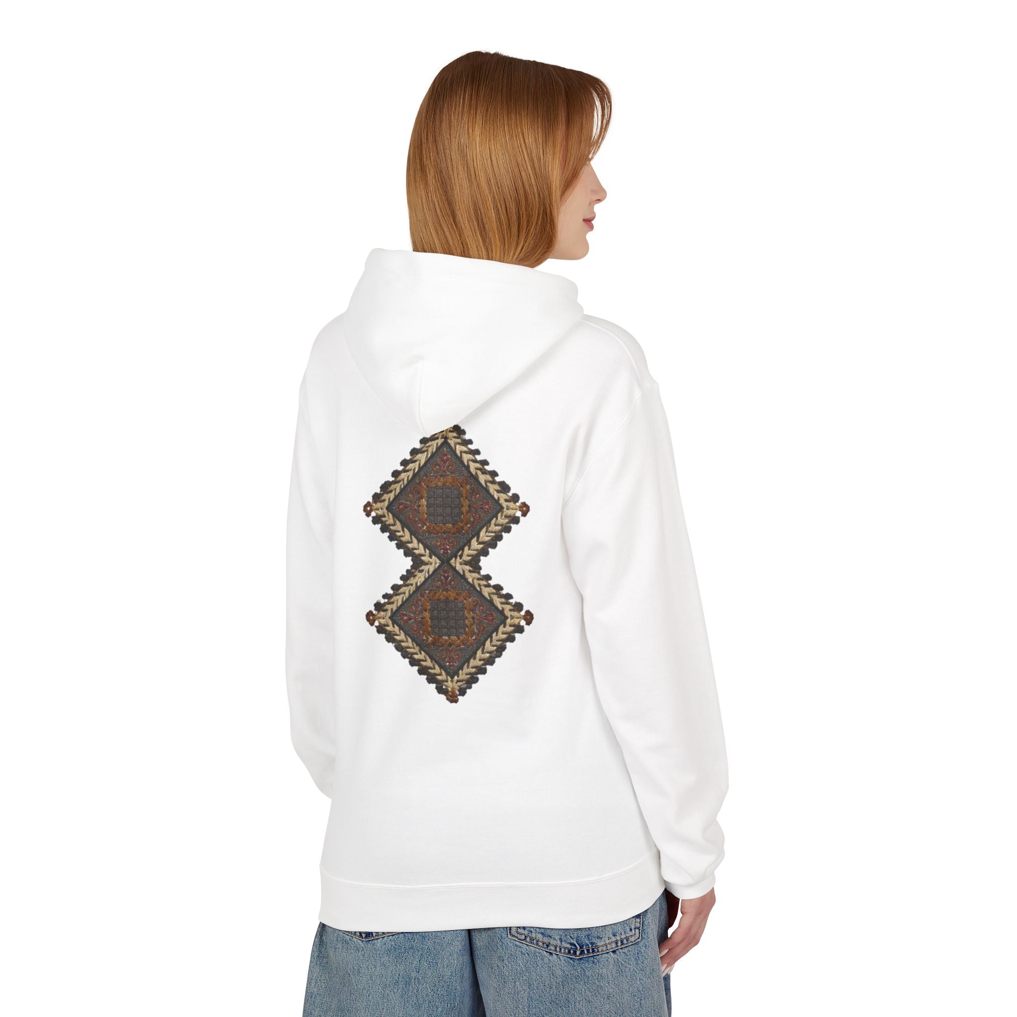 Tribal Diamond Pattern Hoodie — Rustic Geometric Aztec Pullover