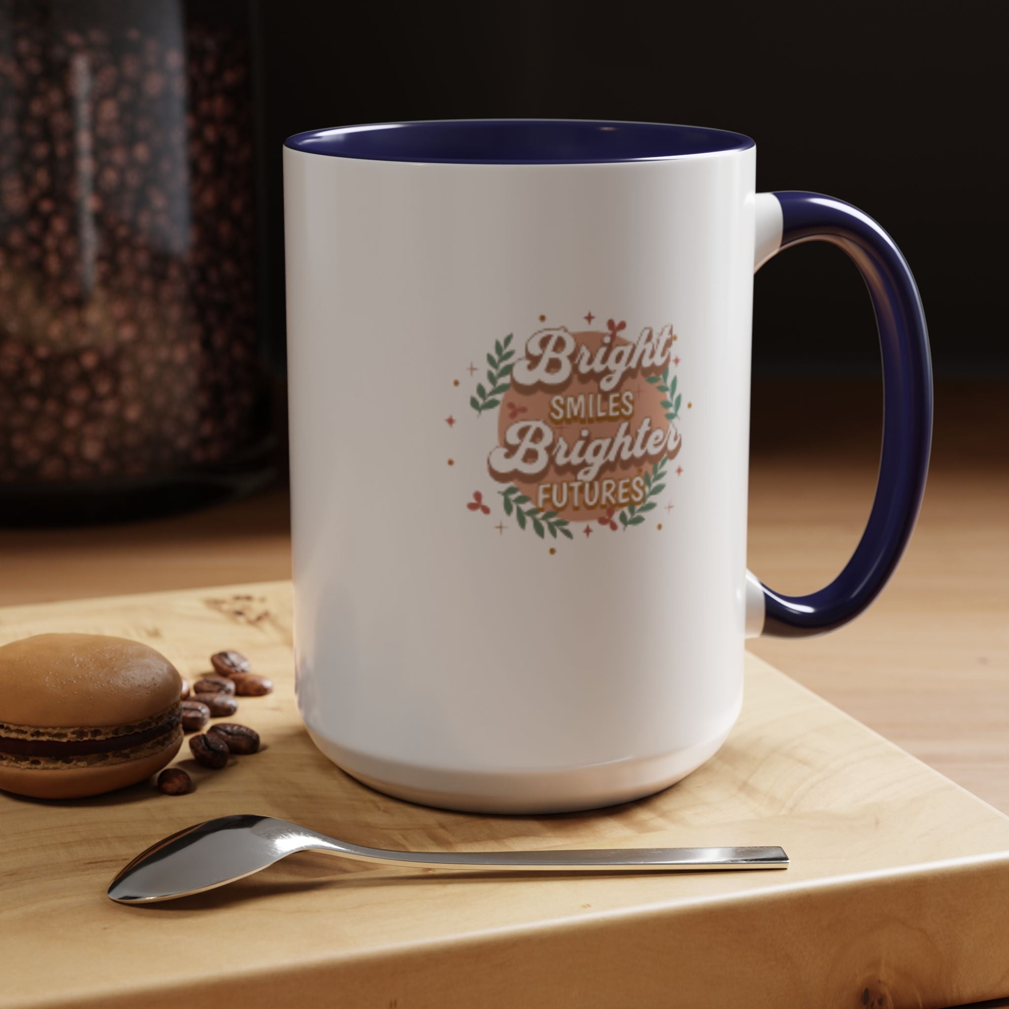 Accent Coffee Mug — "Bright Smiles Brighter Futures" Floral Teacher Appreciation Mug (11/15 oz)