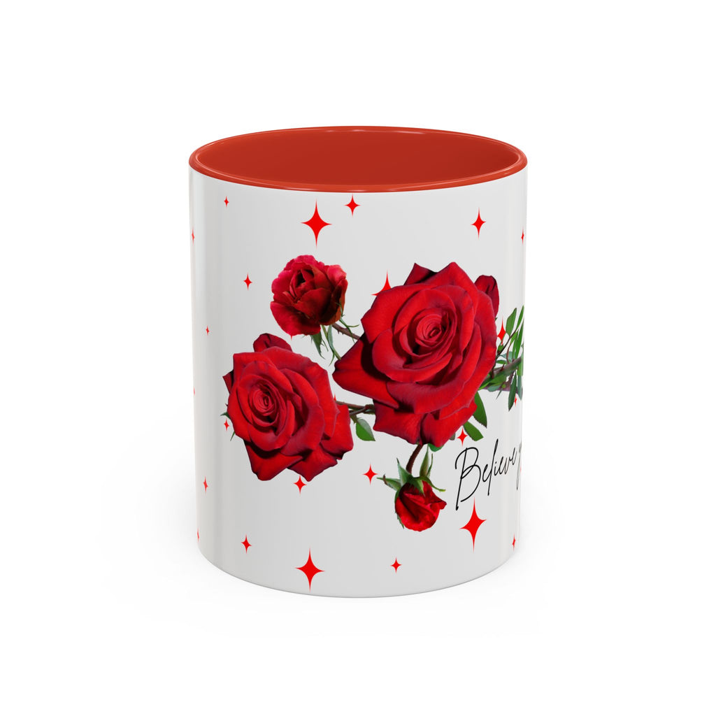 Believe Yourself Rose Accent Coffee Mug — Motivational Floral 11/15oz