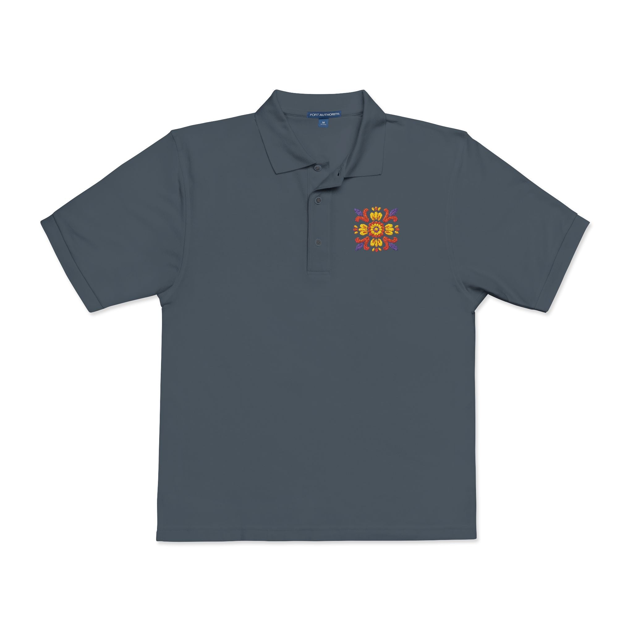 Embroidered Colorful Floral Crest Polo