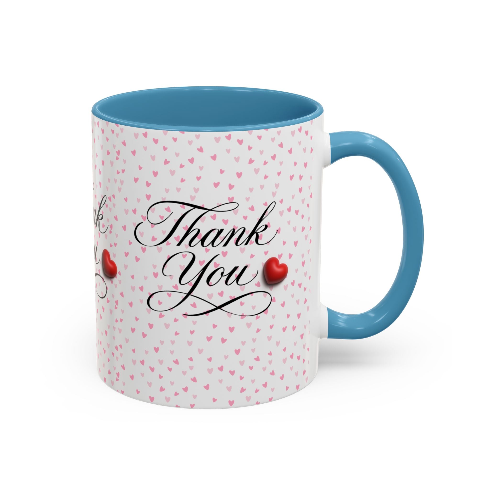 Thank You Heart Accent Mug — Romantic Pink Heart Coffee Cup (11/15oz)