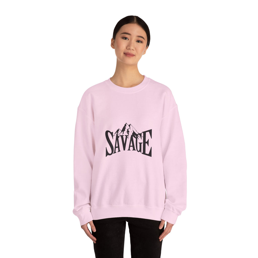 Savage Mountain Crewneck Sweatshirt — Bold Outdoor Graphic Sweatshirt