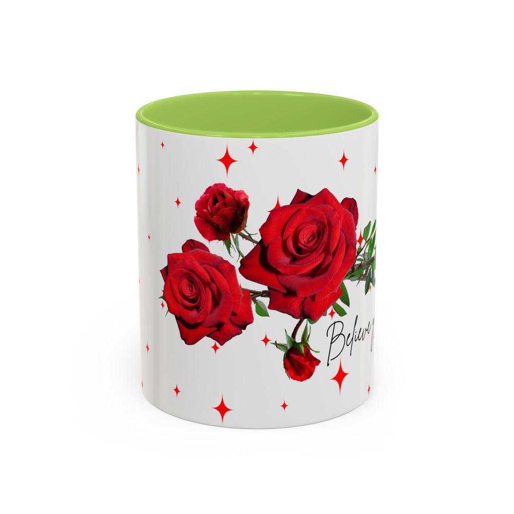 Believe Yourself Rose Accent Coffee Mug — Motivational Floral 11/15oz
