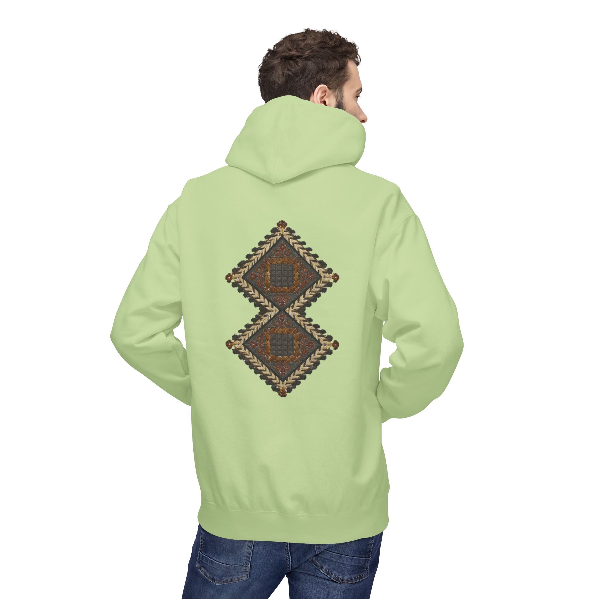 Tribal Diamond Pattern Hoodie — Rustic Geometric Aztec Pullover