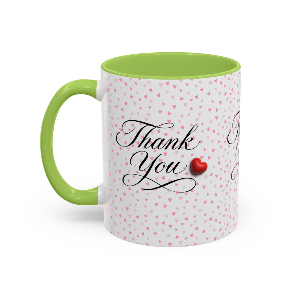 Thank You Heart Accent Mug — Romantic Pink Heart Coffee Cup (11/15oz)