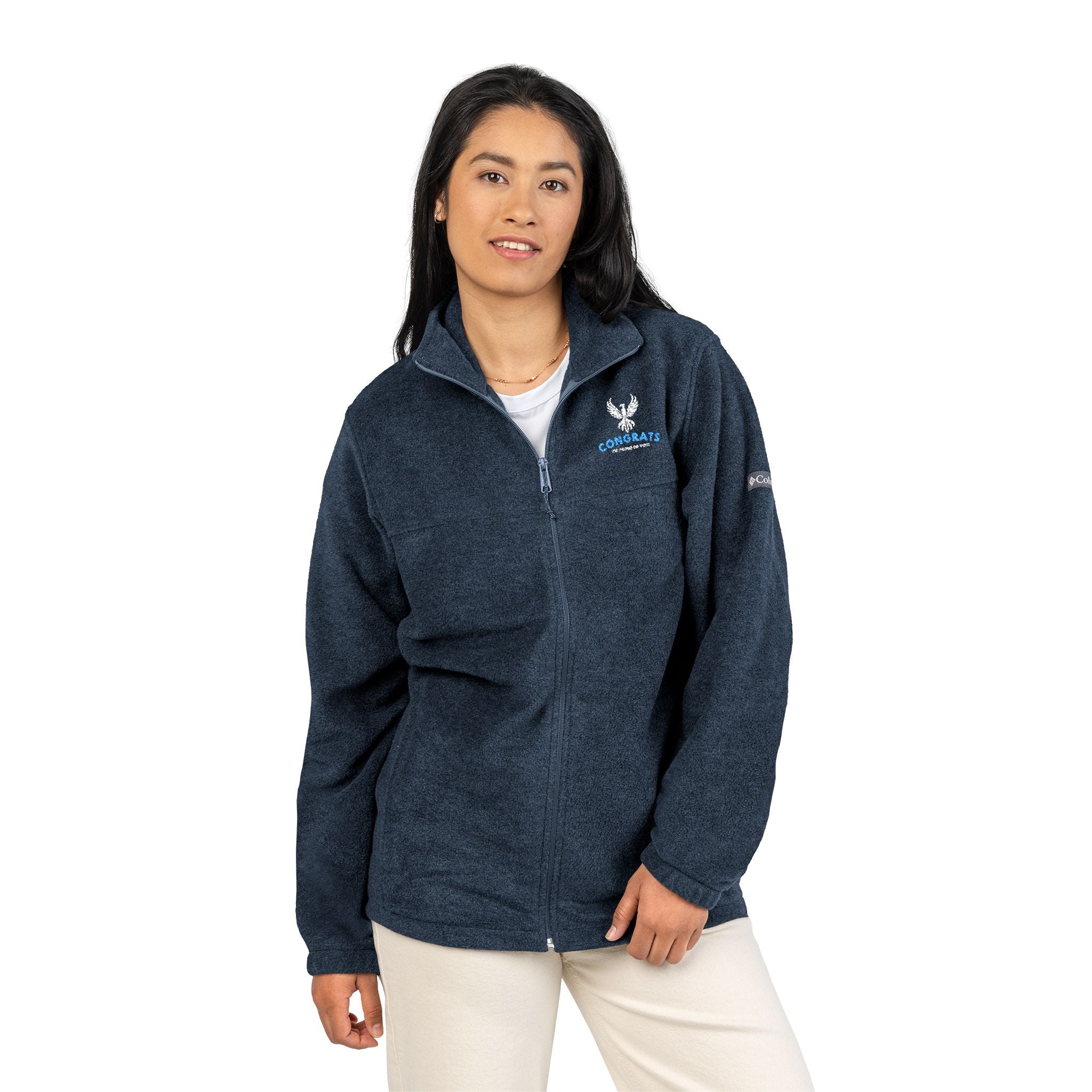 Embroidered Nautical Blue Fleece Jacket