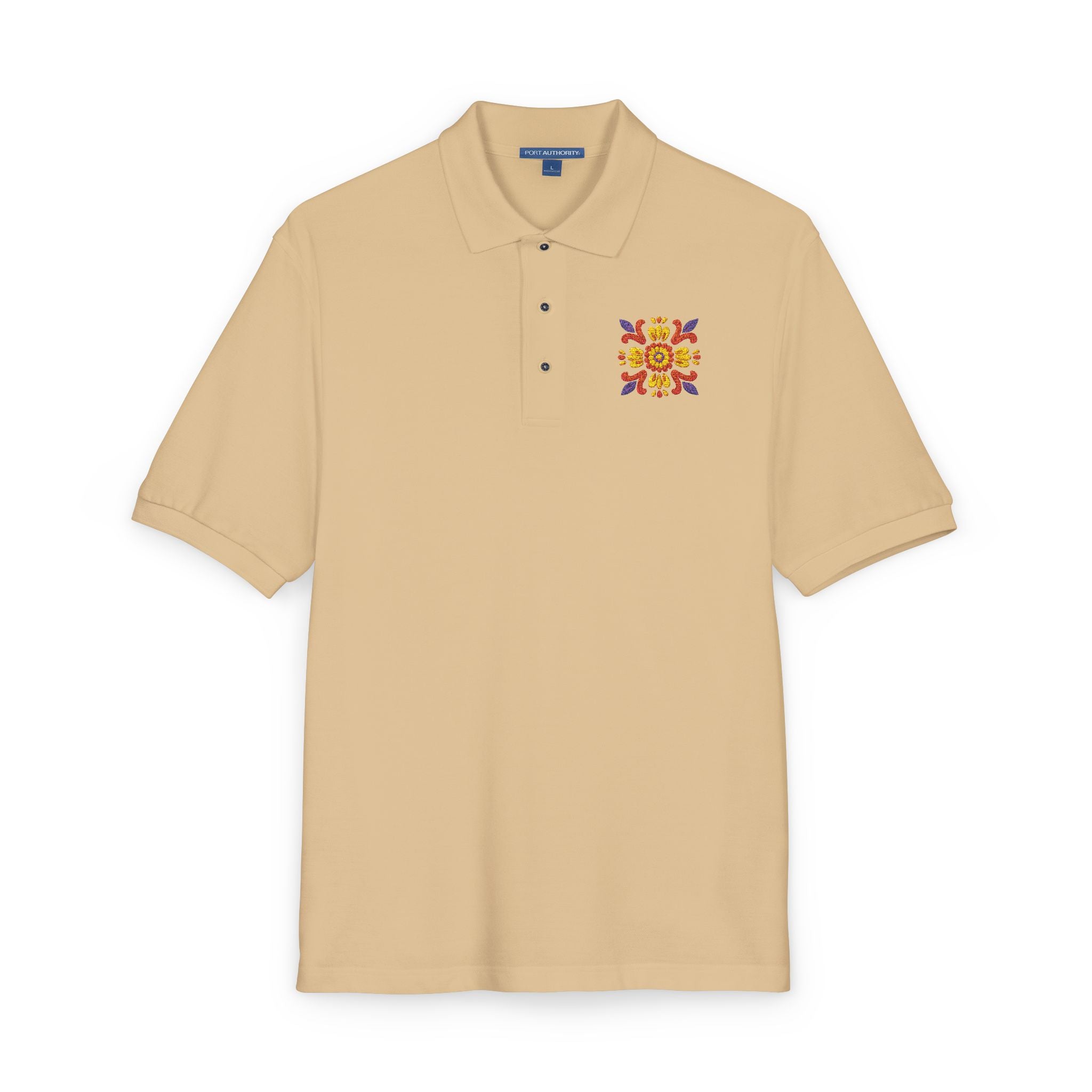 Embroidered Colorful Floral Crest Polo