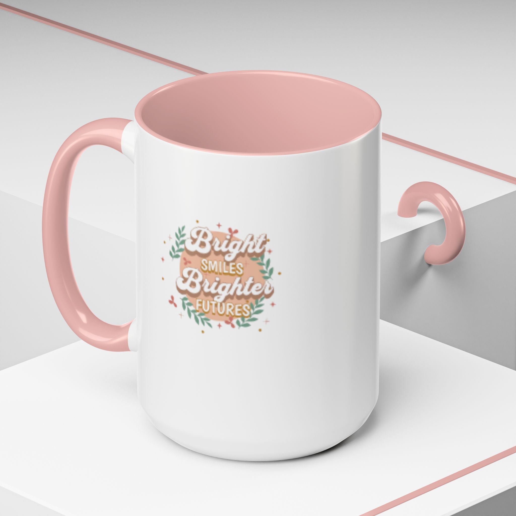 Accent Coffee Mug — "Bright Smiles Brighter Futures" Floral Teacher Appreciation Mug (11/15 oz)