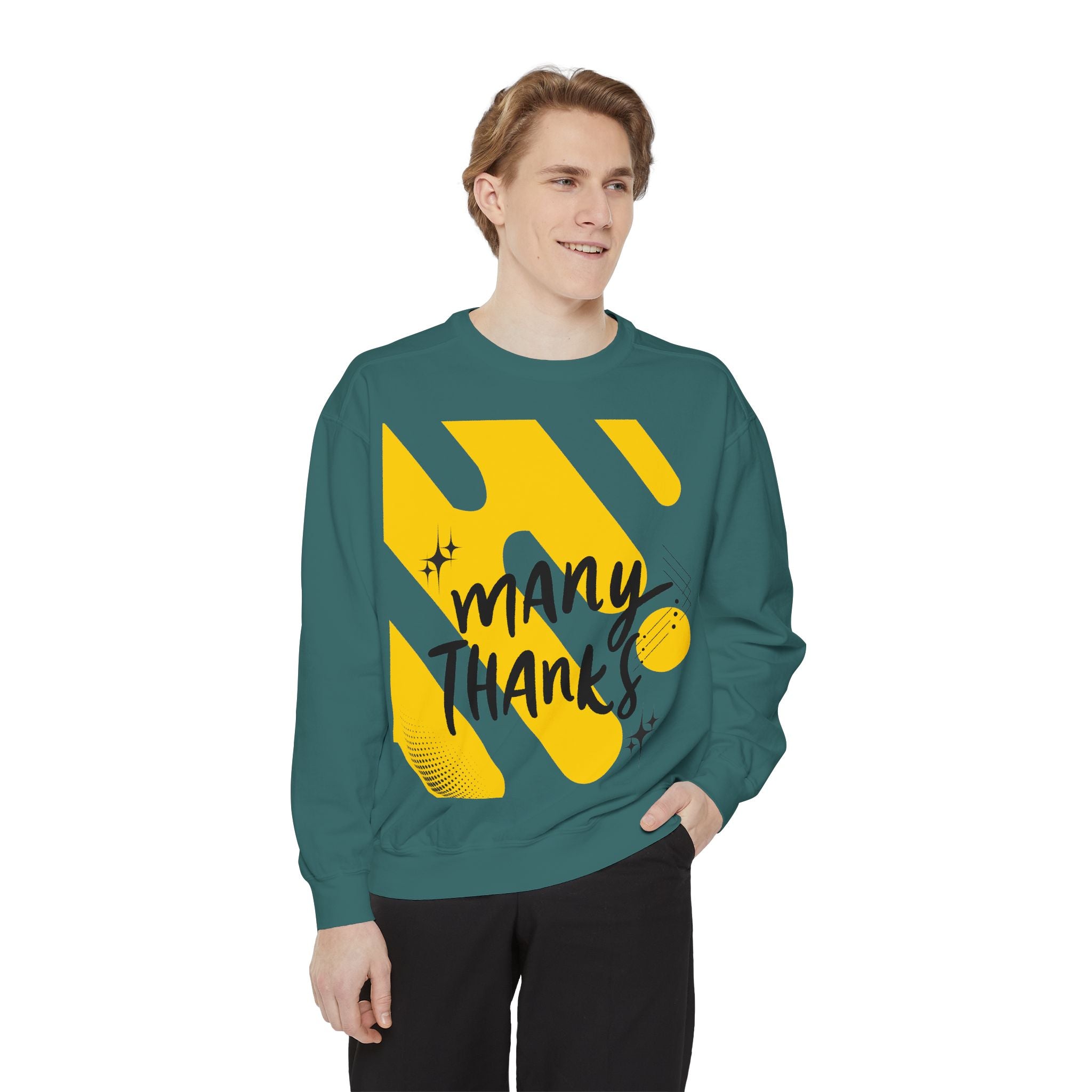 Many Thanks Sweatshirt — Thank You Graphic Crewneck