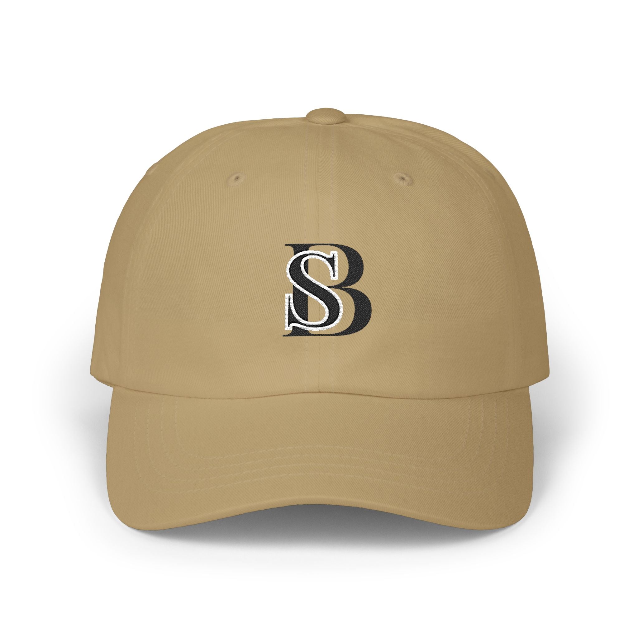 Embroidered 'SB' Monogram Dad Cap — Classic White Baseball Hat