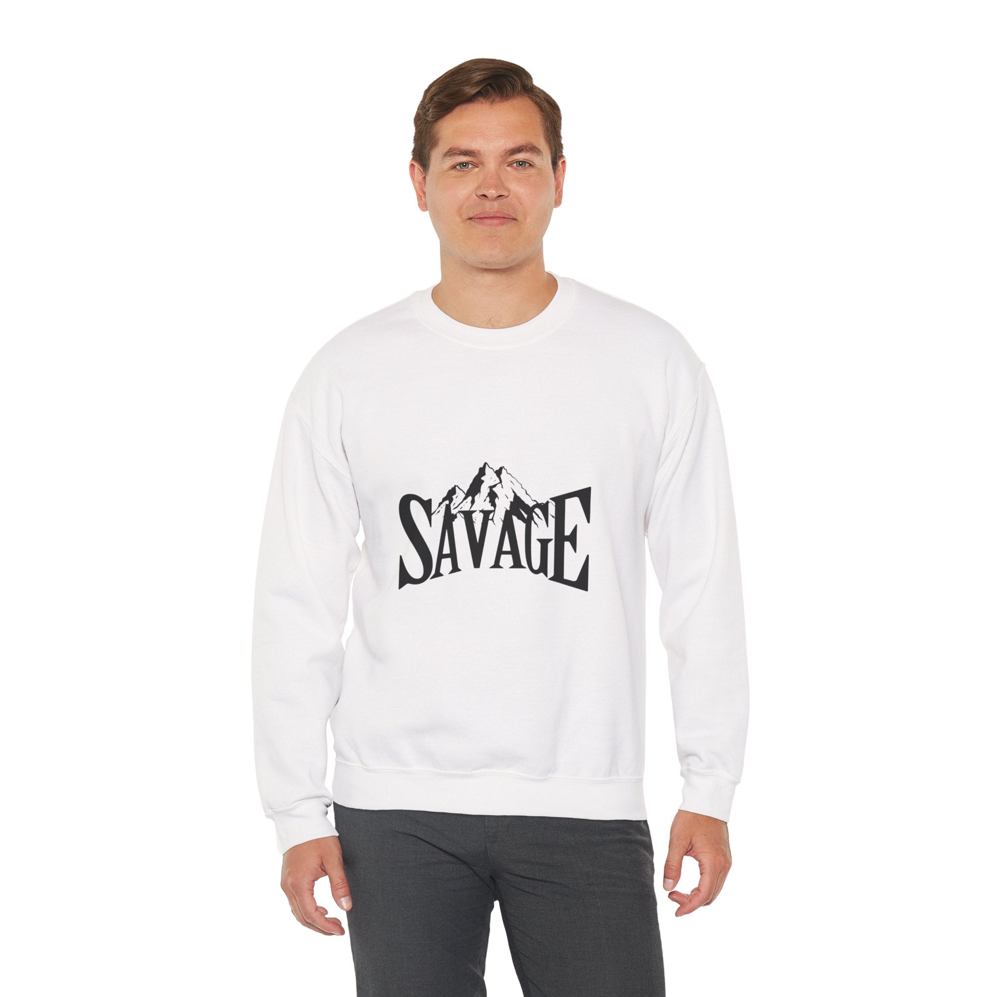 Savage Mountain Crewneck Sweatshirt — Bold Outdoor Graphic Sweatshirt
