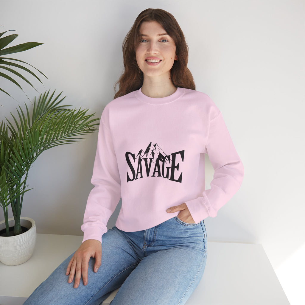 Savage Mountain Crewneck Sweatshirt — Bold Outdoor Graphic Sweatshirt