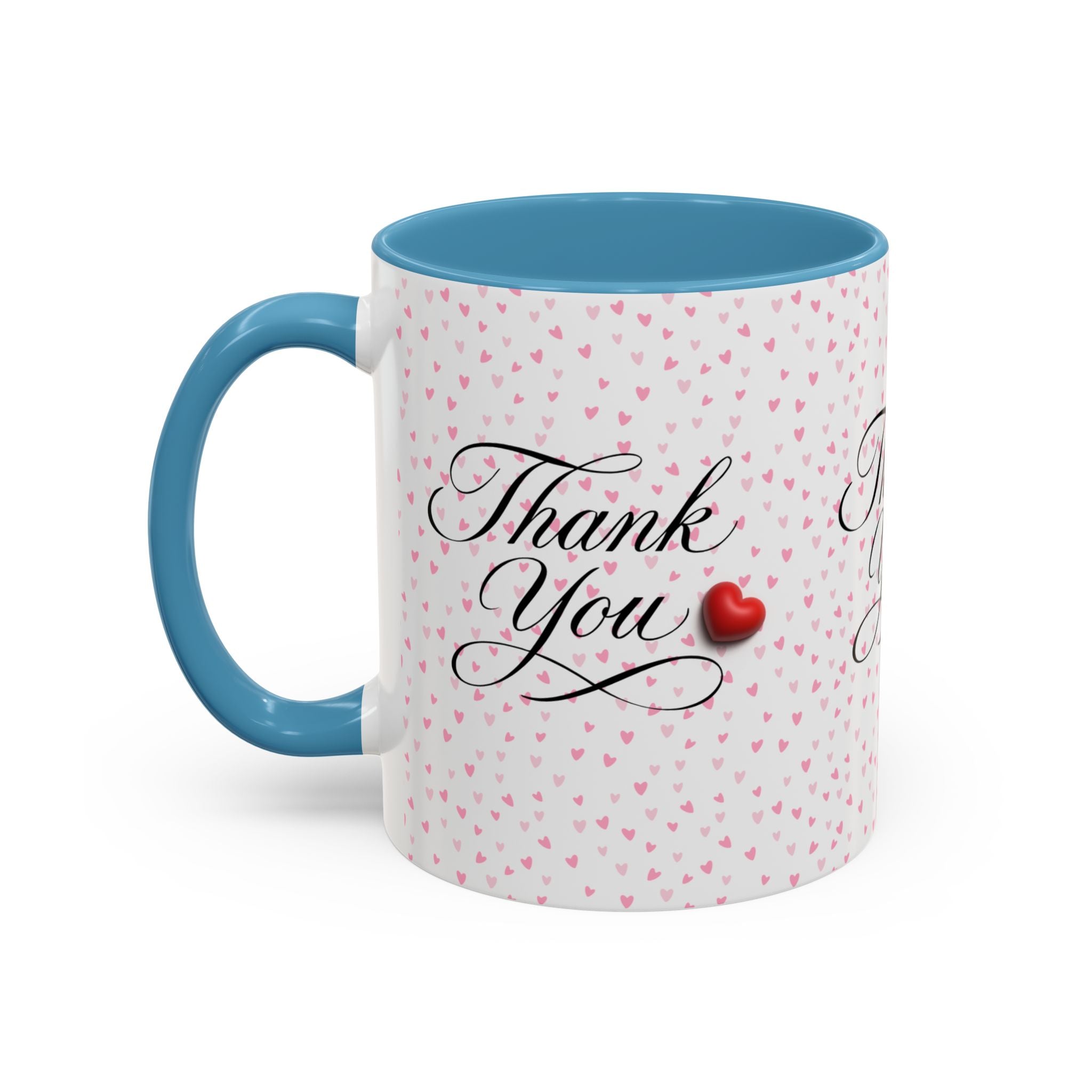 Thank You Heart Accent Mug — Romantic Pink Heart Coffee Cup (11/15oz)