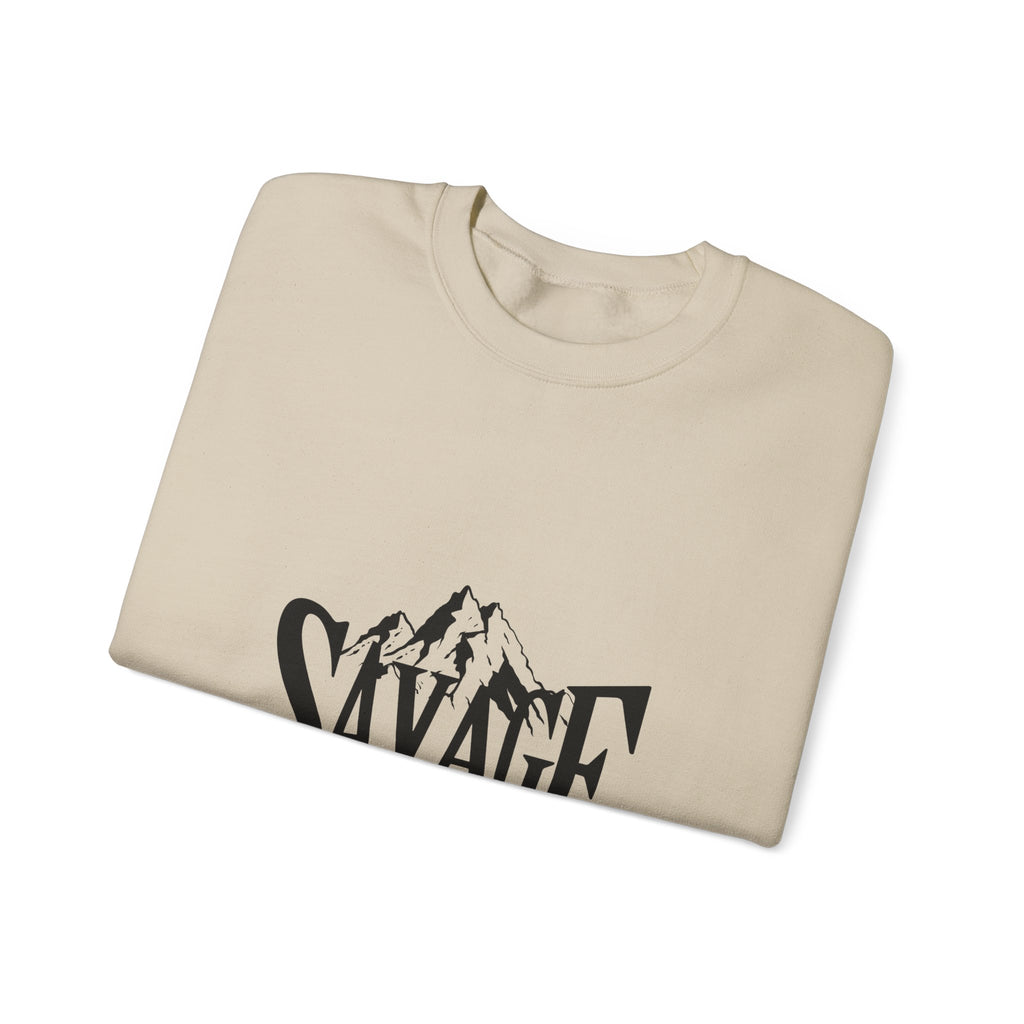 Savage Mountain Crewneck Sweatshirt — Bold Outdoor Graphic Sweatshirt