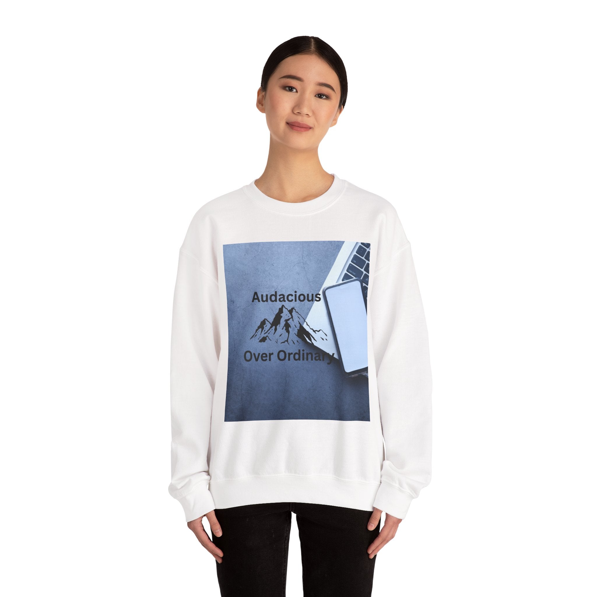 Audacious Over Ordinary mountain logo Sweatshirt | Minimal Office Adventure design