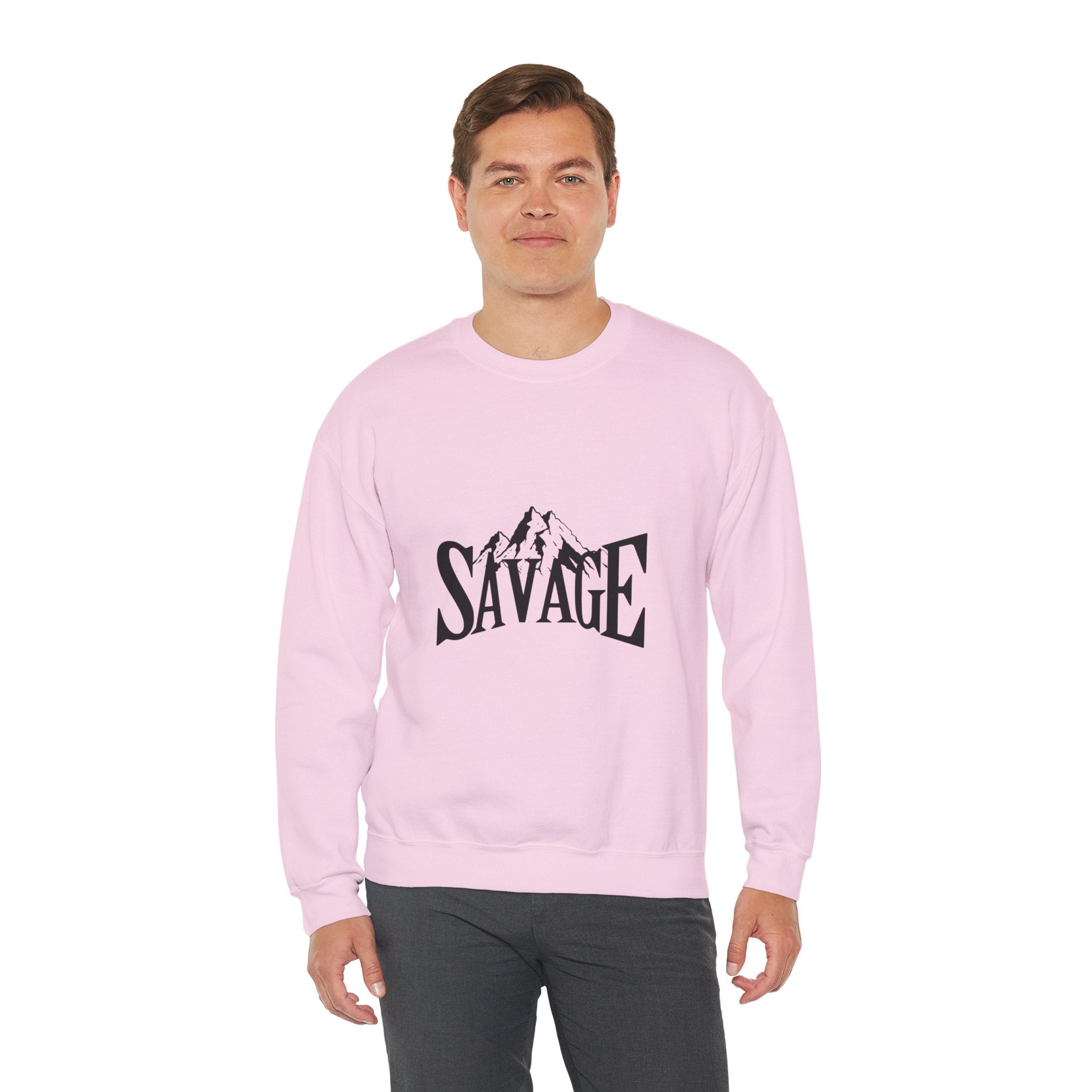 Savage Mountain Crewneck Sweatshirt — Bold Outdoor Graphic Sweatshirt