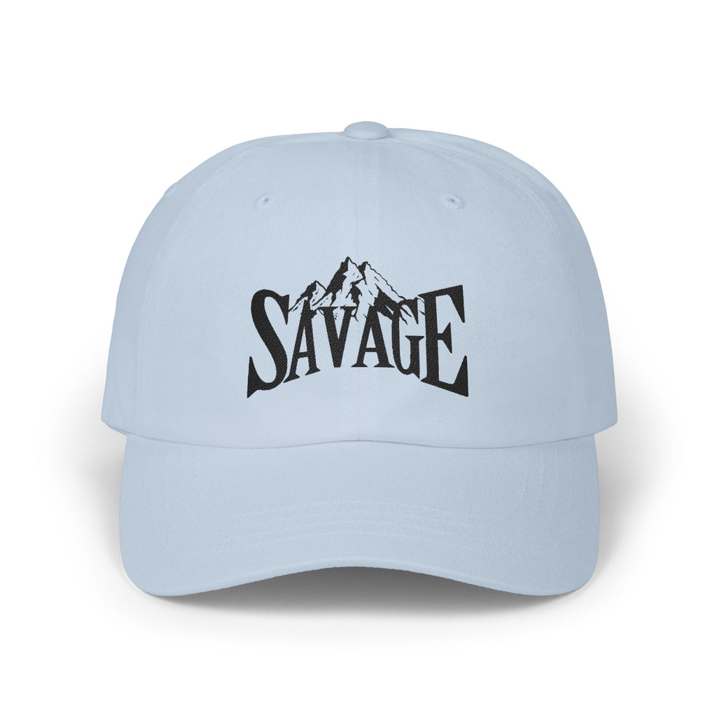 Savage Mountain Embroidered Dad Cap — Adjustable White Baseball Hat