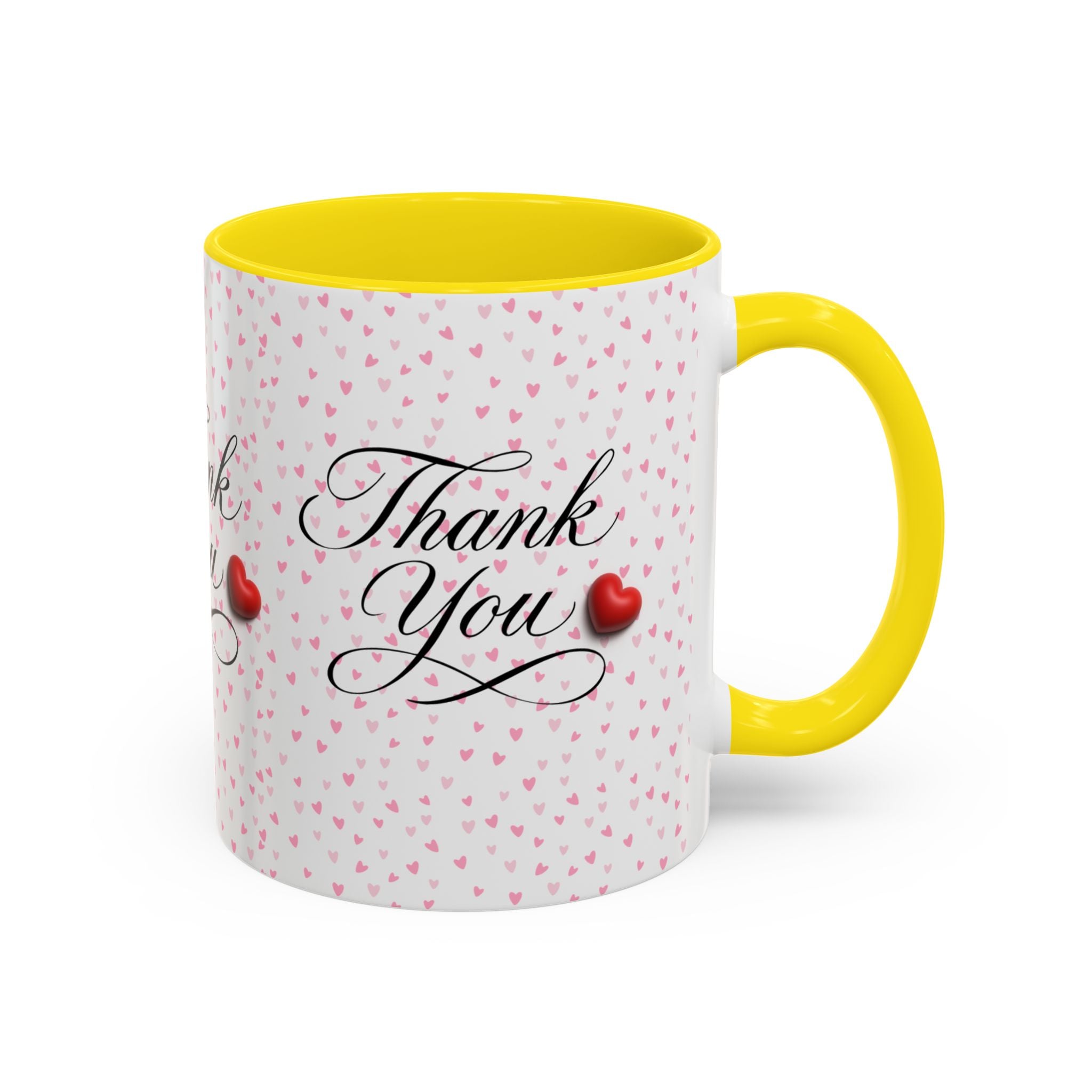 Thank You Heart Accent Mug — Romantic Pink Heart Coffee Cup (11/15oz)