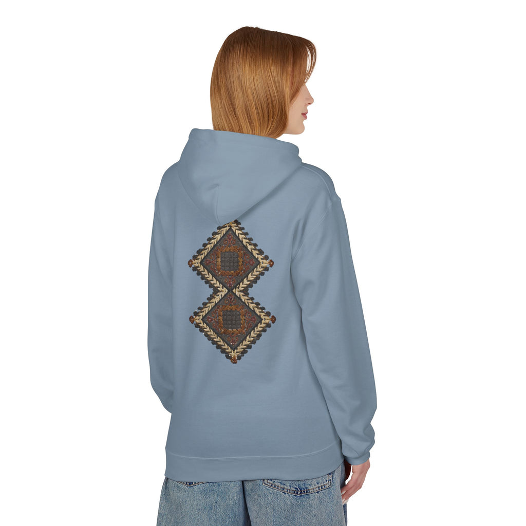 Tribal Diamond Pattern Hoodie — Rustic Geometric Aztec Pullover