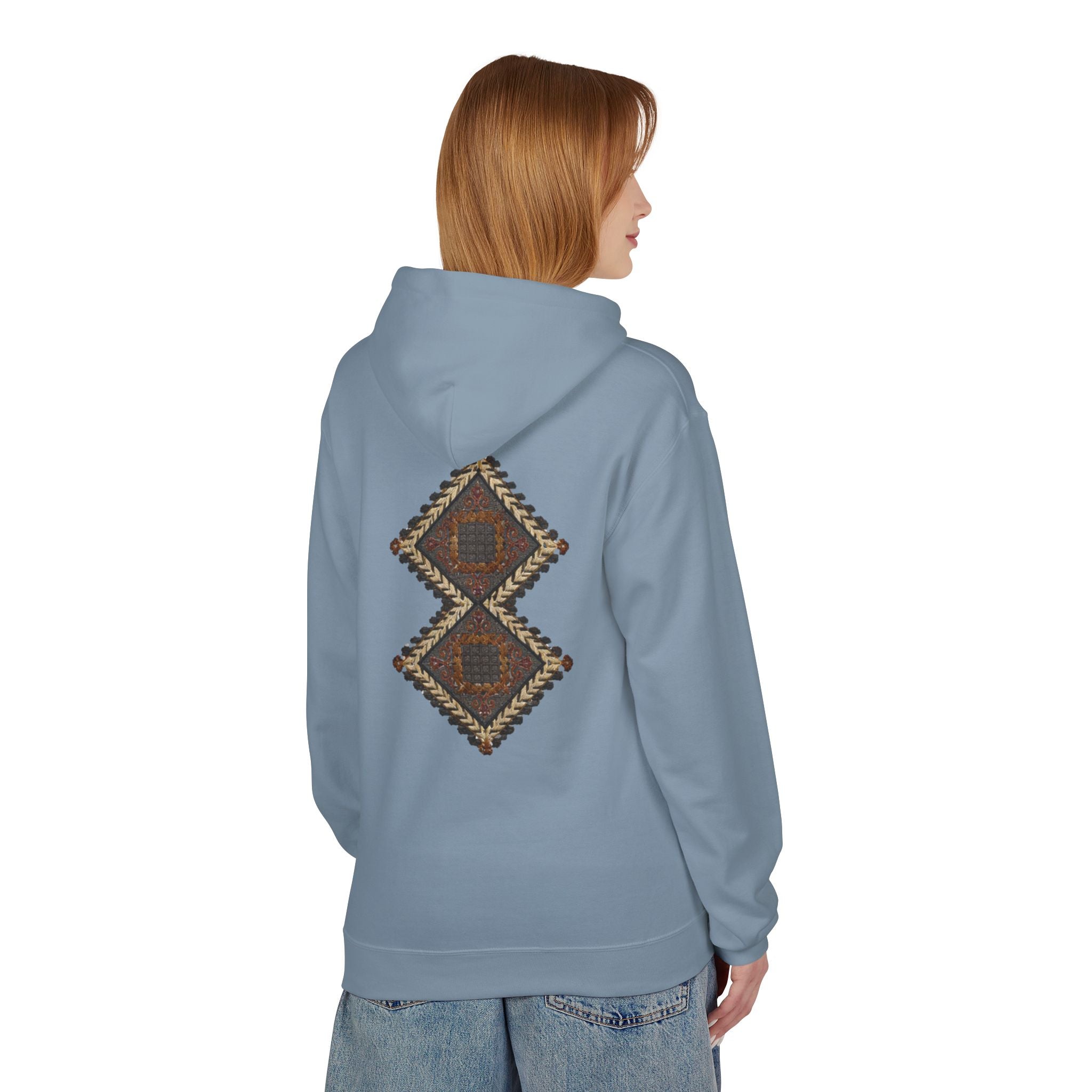 Tribal Diamond Pattern Hoodie — Rustic Geometric Aztec Pullover