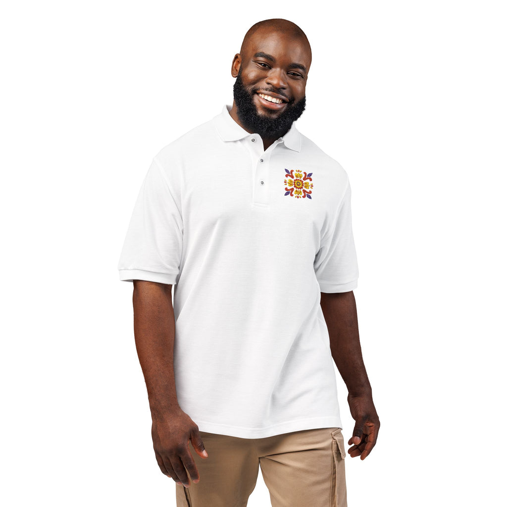Embroidered Colorful Floral Crest Polo