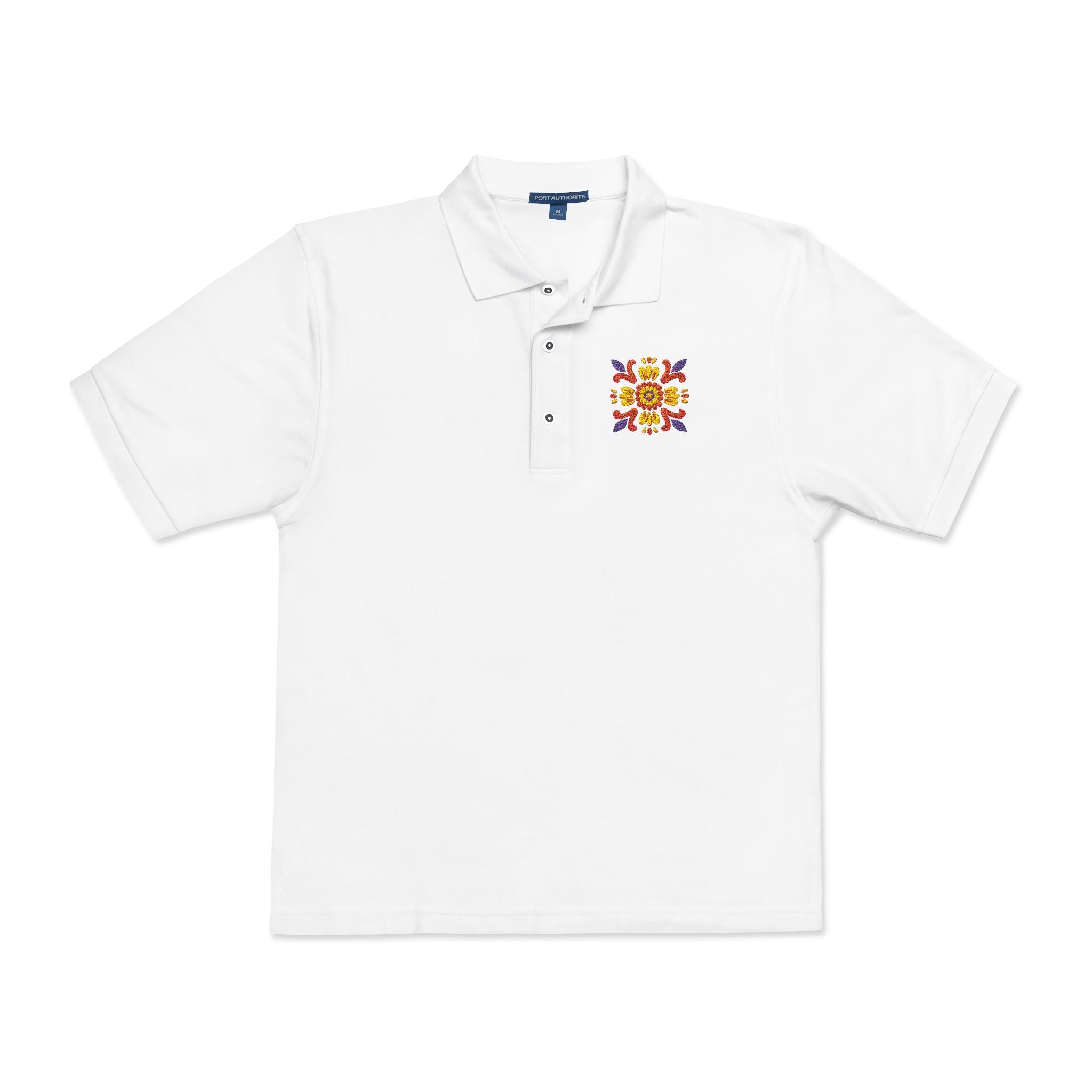 Embroidered Colorful Floral Crest Polo