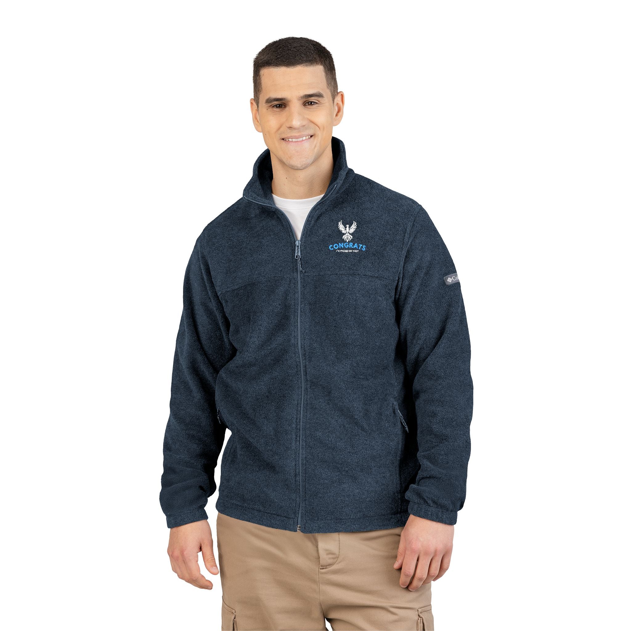 Embroidered Nautical Blue Fleece Jacket