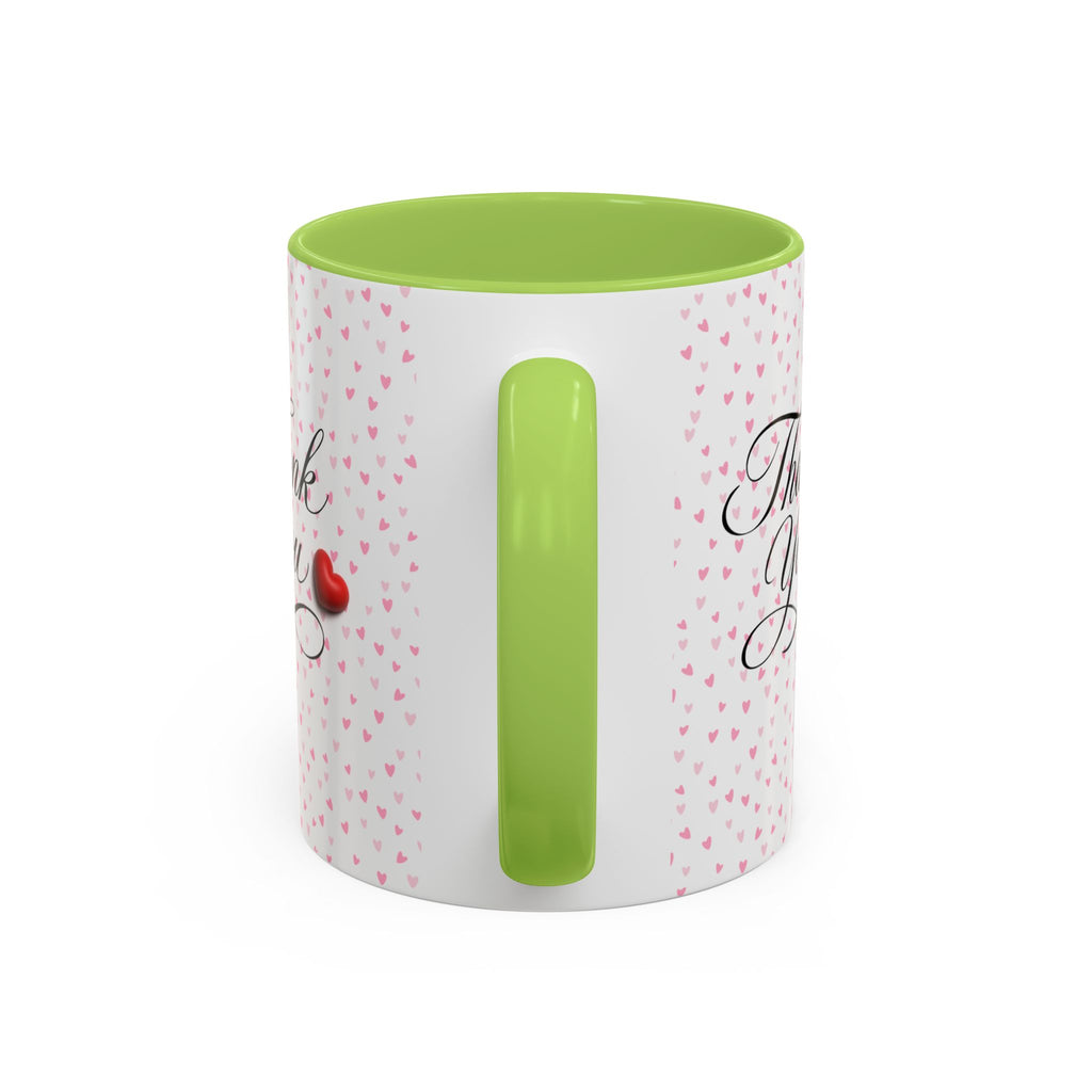 Thank You Heart Accent Mug — Romantic Pink Heart Coffee Cup (11/15oz)
