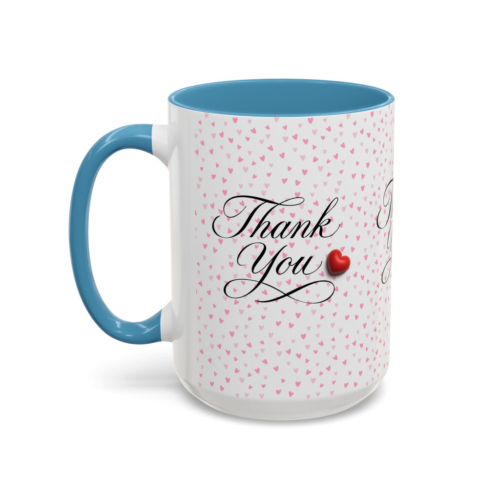 Thank You Heart Accent Mug — Romantic Pink Heart Coffee Cup (11/15oz)
