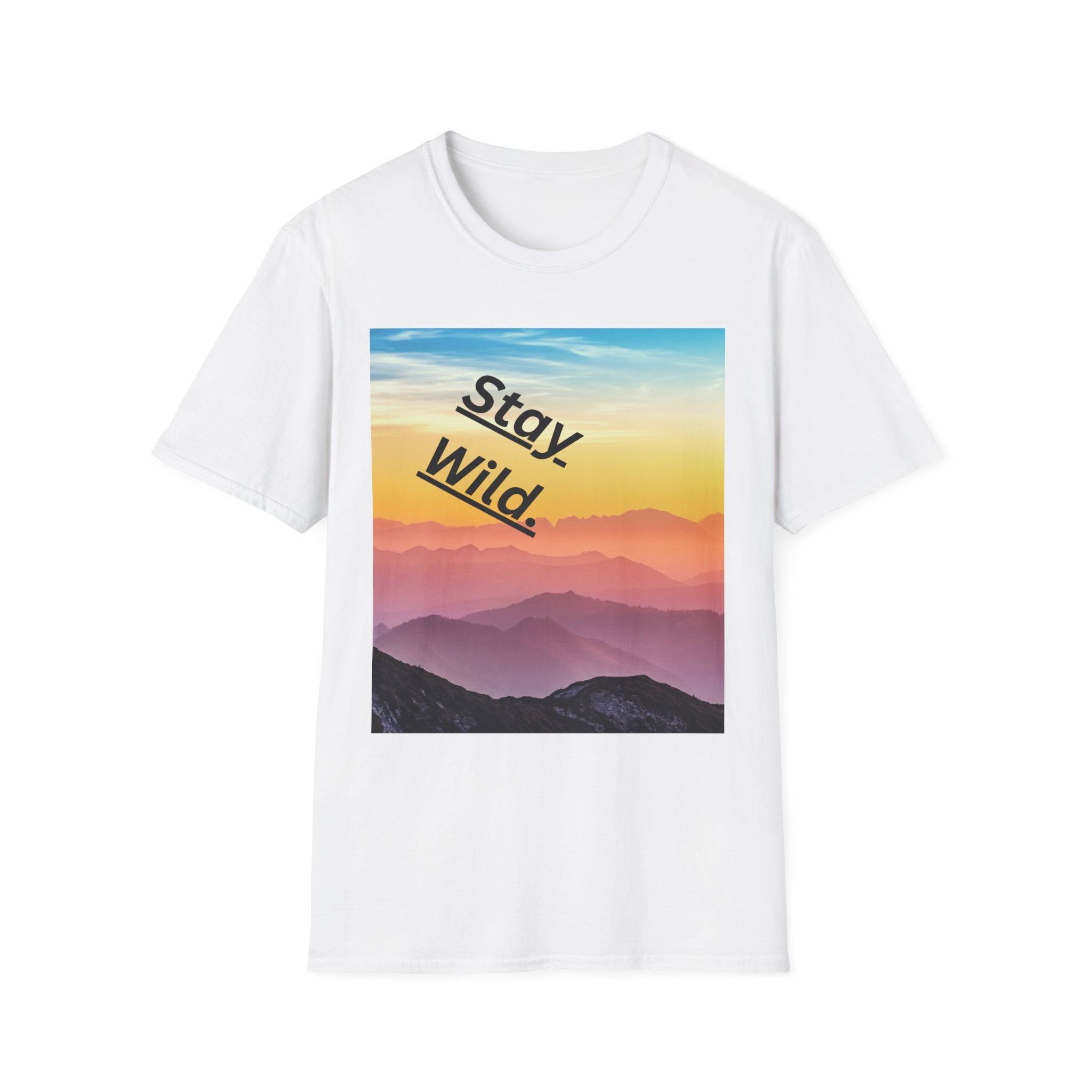 Stay Wild Mountain Sunset T-Shirt | Nature Landscape Typography