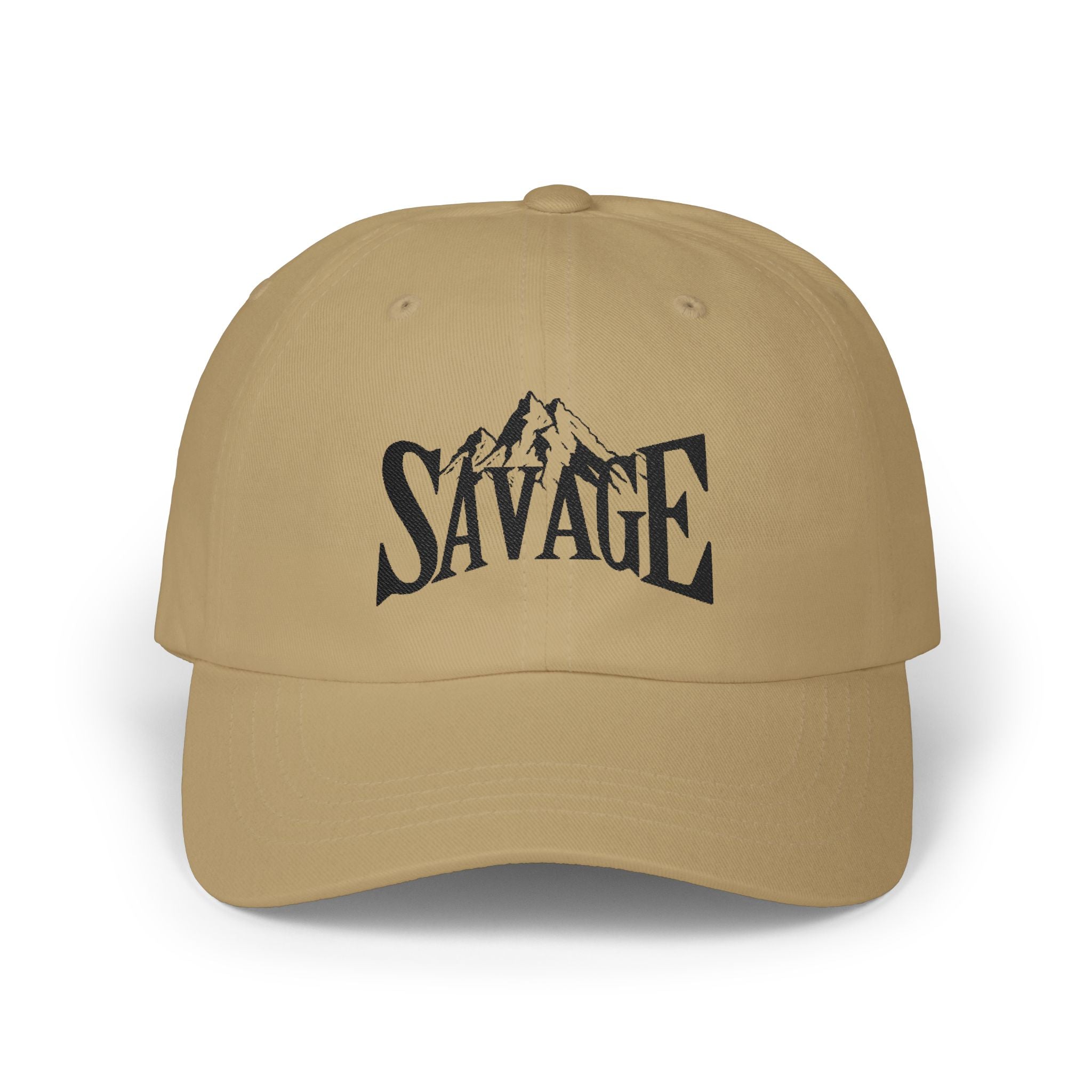 Savage Mountain Embroidered Dad Cap — Adjustable White Baseball Hat