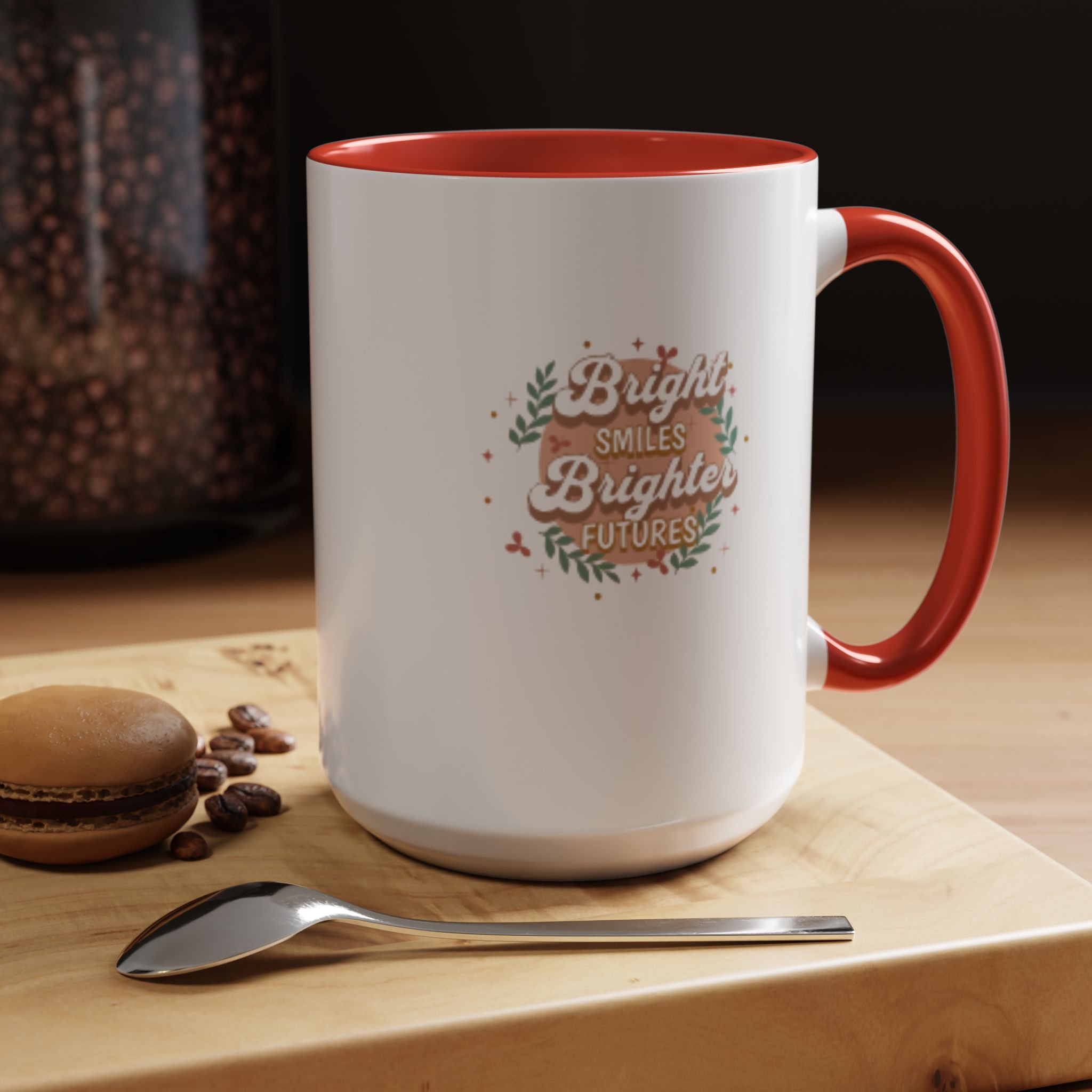 Accent Coffee Mug — "Bright Smiles Brighter Futures" Floral Teacher Appreciation Mug (11/15 oz)
