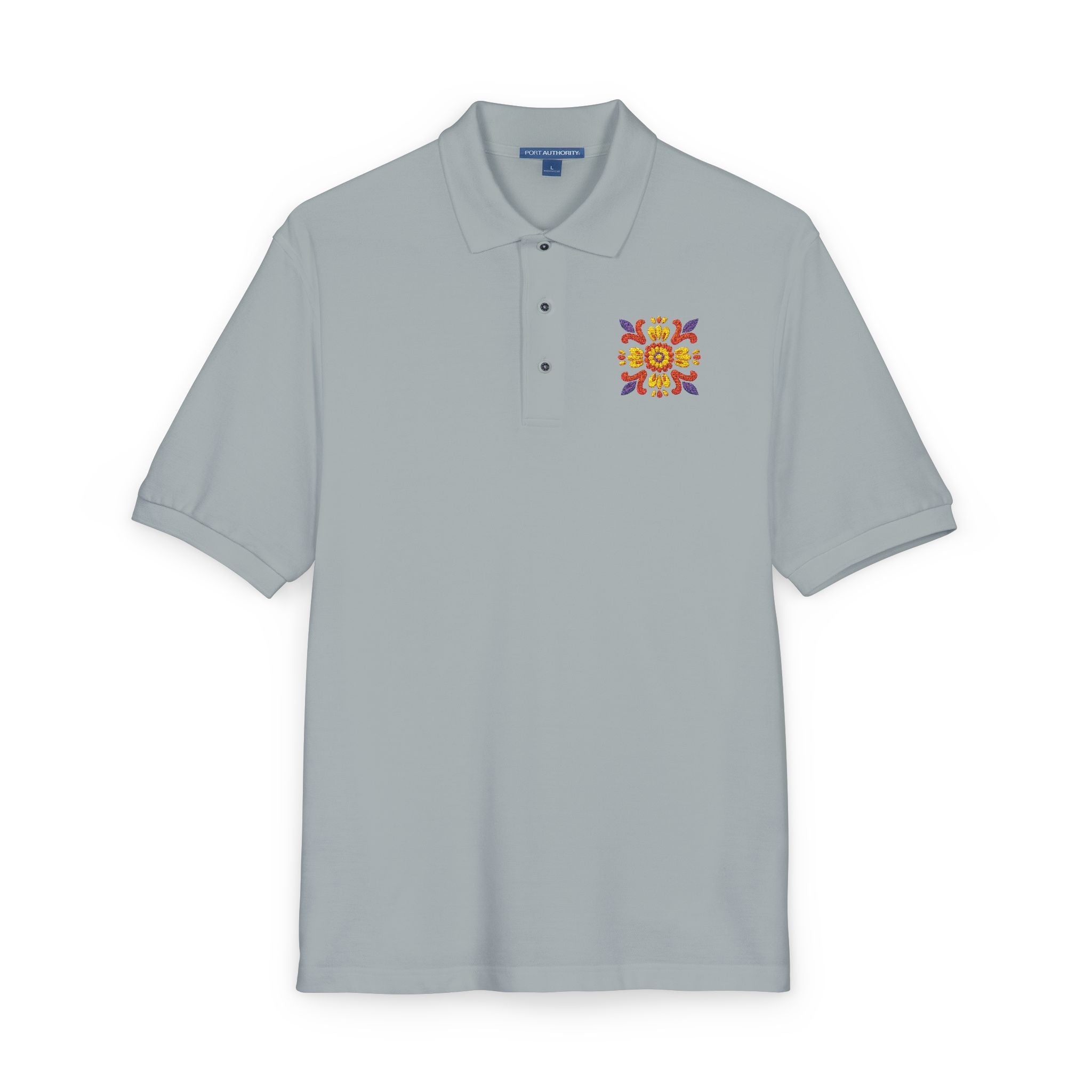 Embroidered Colorful Floral Crest Polo