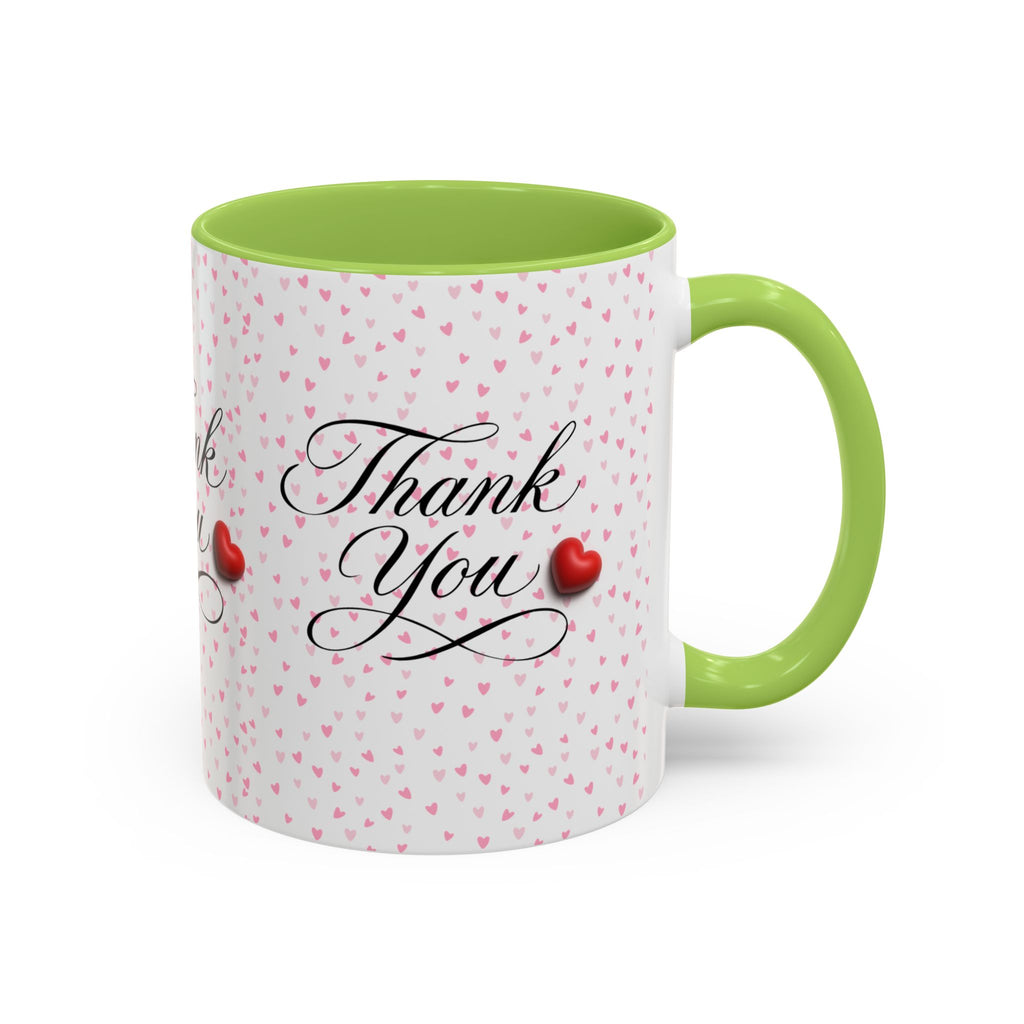 Thank You Heart Accent Mug — Romantic Pink Heart Coffee Cup (11/15oz)