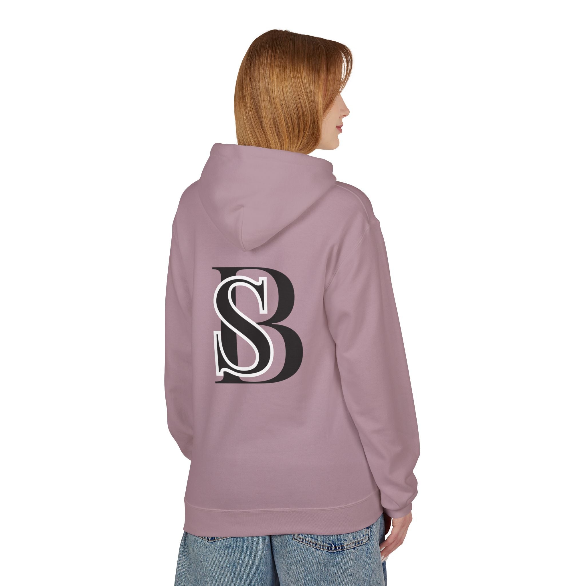 Hoodie — Monogram 'SB' Logo Hoodie with “no breaks, no thoughts” Minimalist Design