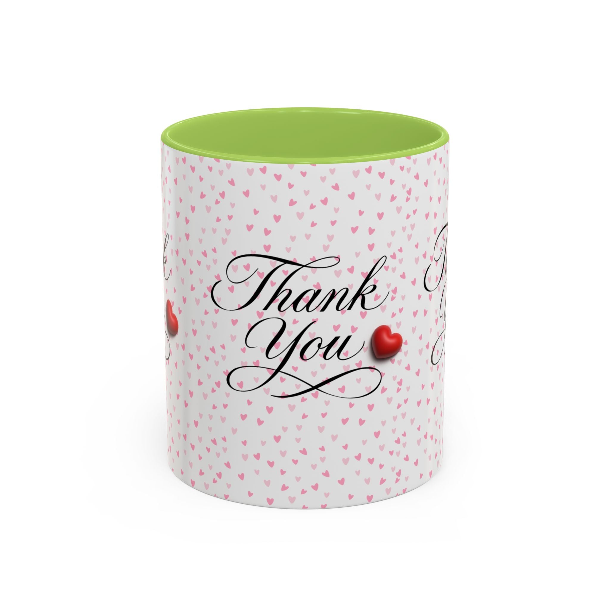 Thank You Heart Accent Mug — Romantic Pink Heart Coffee Cup (11/15oz)
