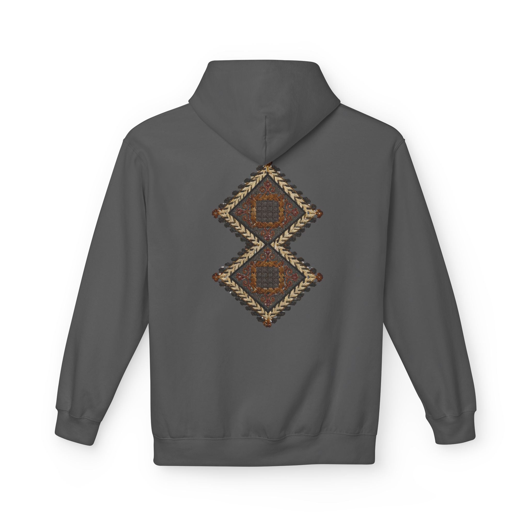 Tribal Diamond Pattern Hoodie — Rustic Geometric Aztec Pullover