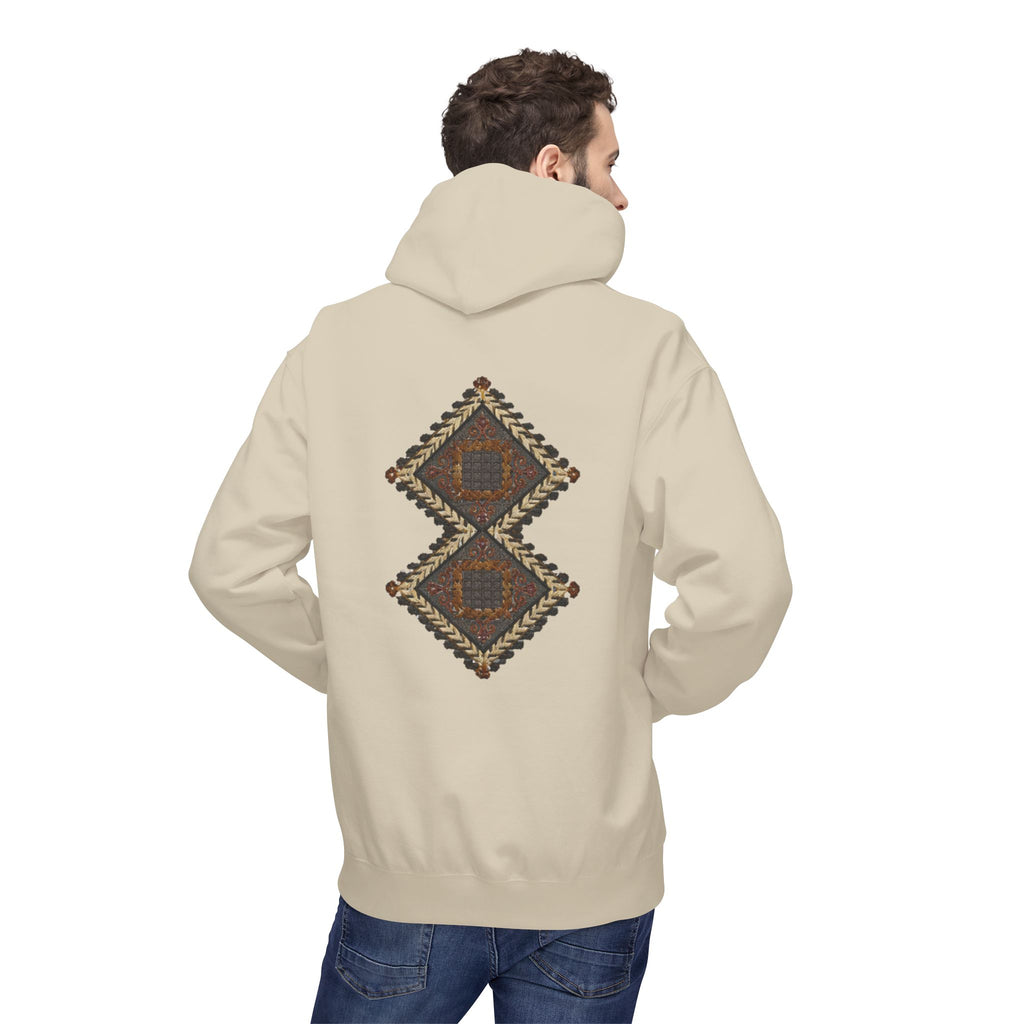Tribal Diamond Pattern Hoodie — Rustic Geometric Aztec Pullover