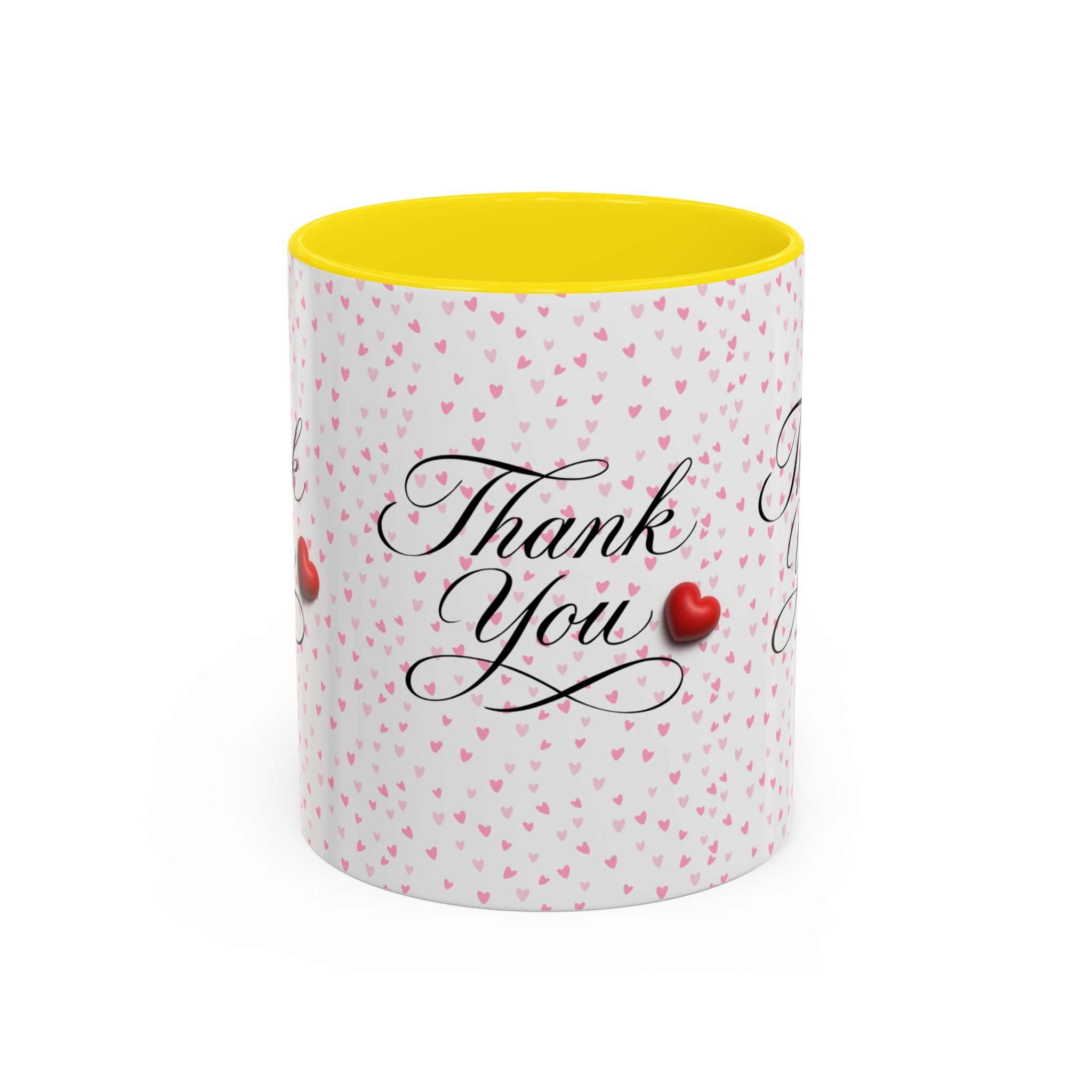 Thank You Heart Accent Mug — Romantic Pink Heart Coffee Cup (11/15oz)