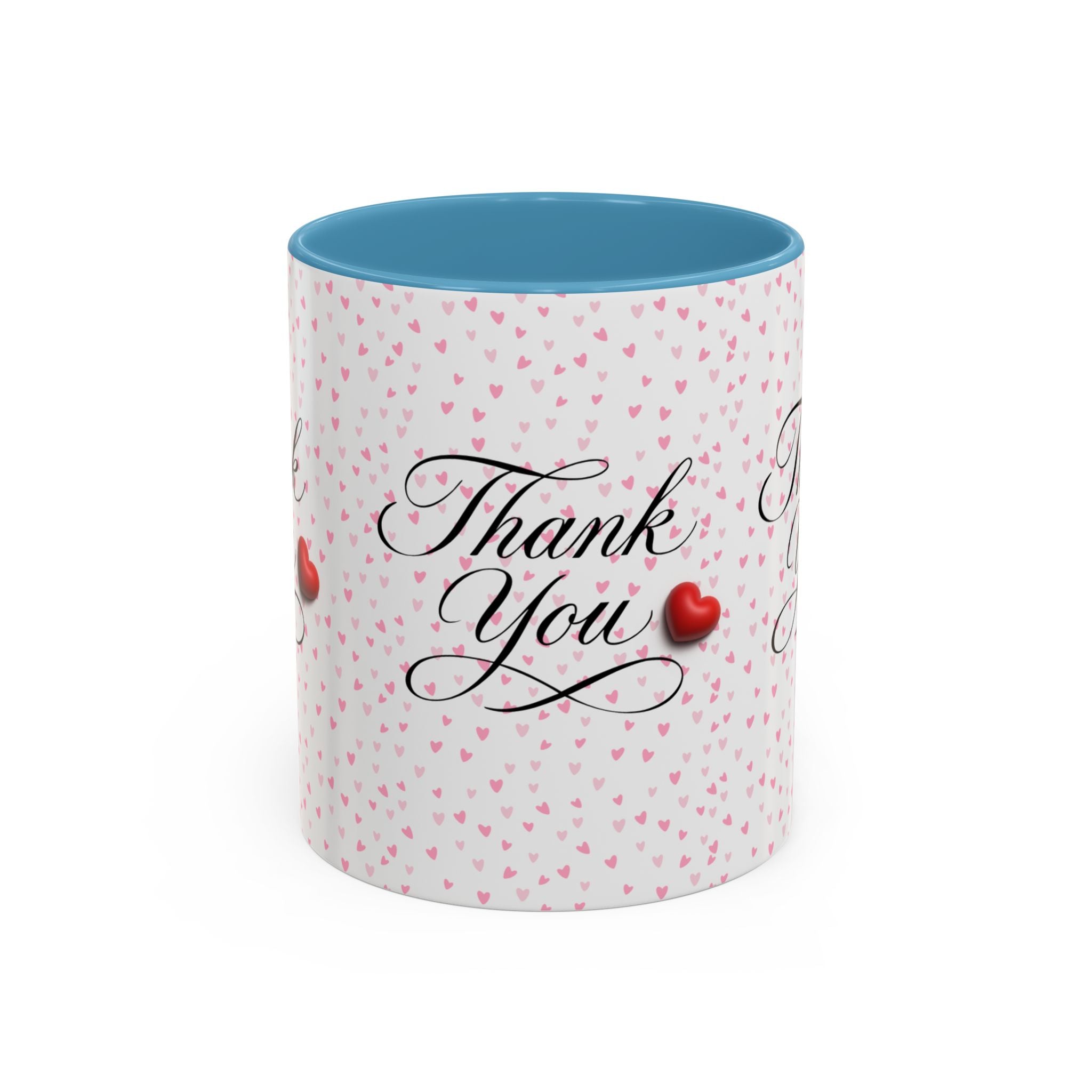 Thank You Heart Accent Mug — Romantic Pink Heart Coffee Cup (11/15oz)