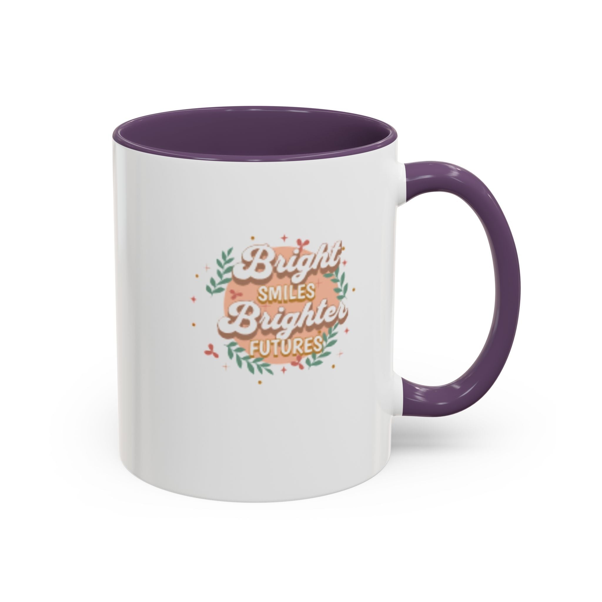 Accent Coffee Mug — "Bright Smiles Brighter Futures" Floral Teacher Appreciation Mug (11/15 oz)