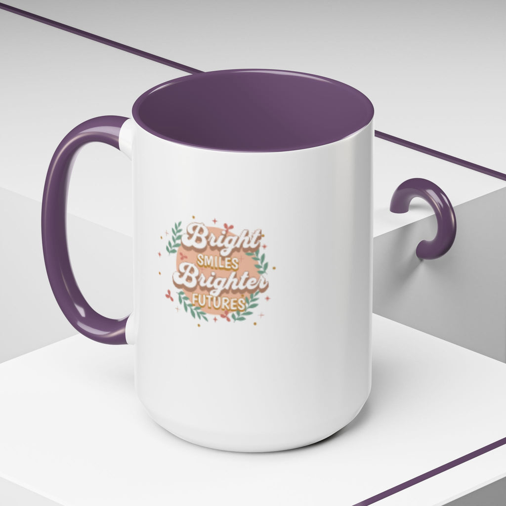Accent Coffee Mug — "Bright Smiles Brighter Futures" Floral Teacher Appreciation Mug (11/15 oz)