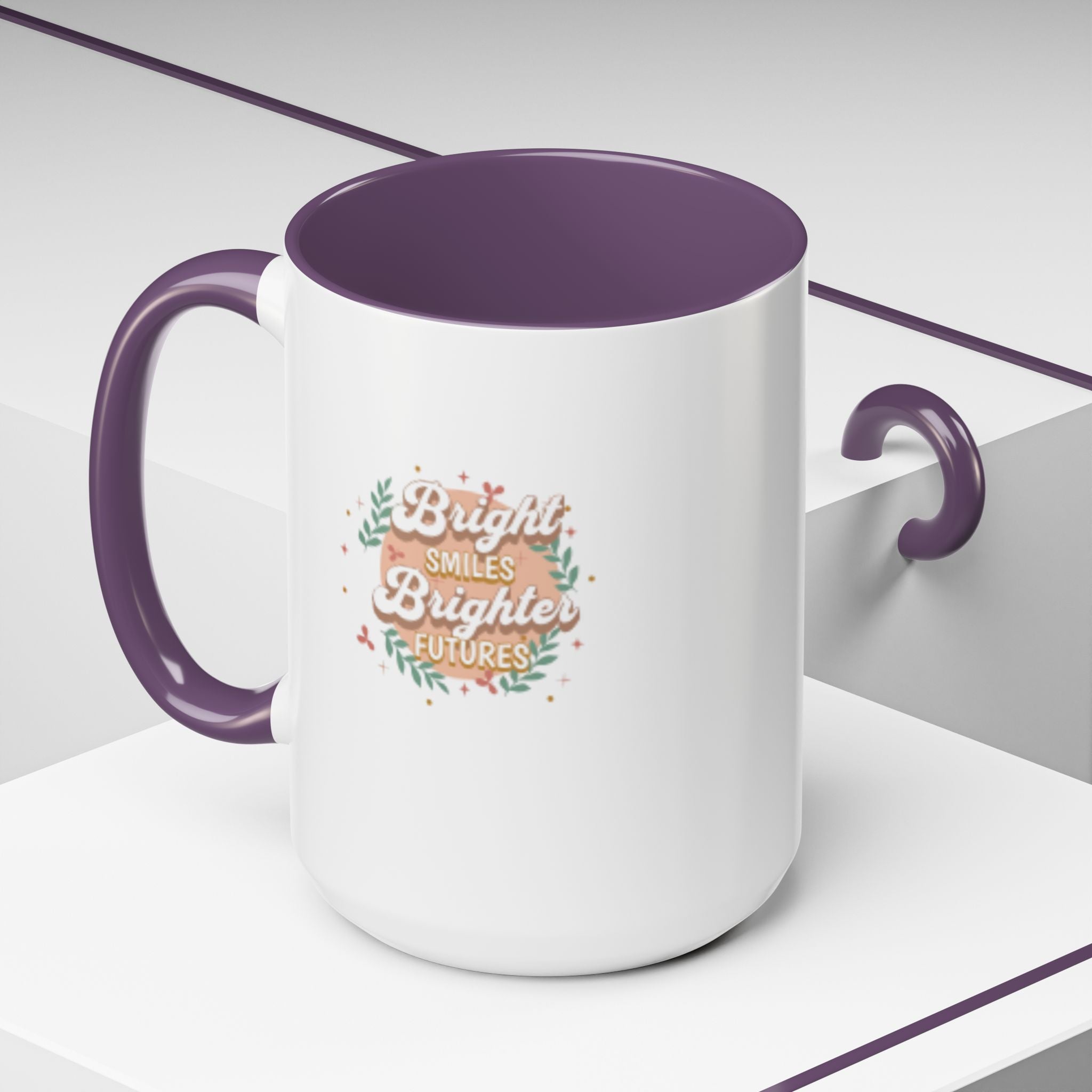 Accent Coffee Mug — "Bright Smiles Brighter Futures" Floral Teacher Appreciation Mug (11/15 oz)