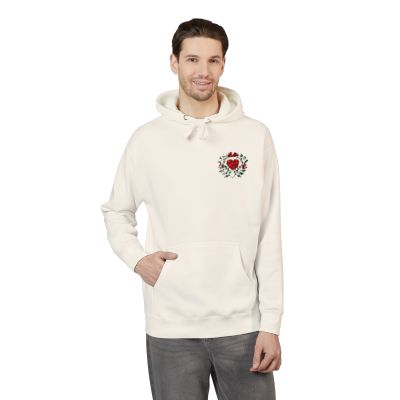 Rose Heart Chest Graphic Hoodie — Floral Love Pullover